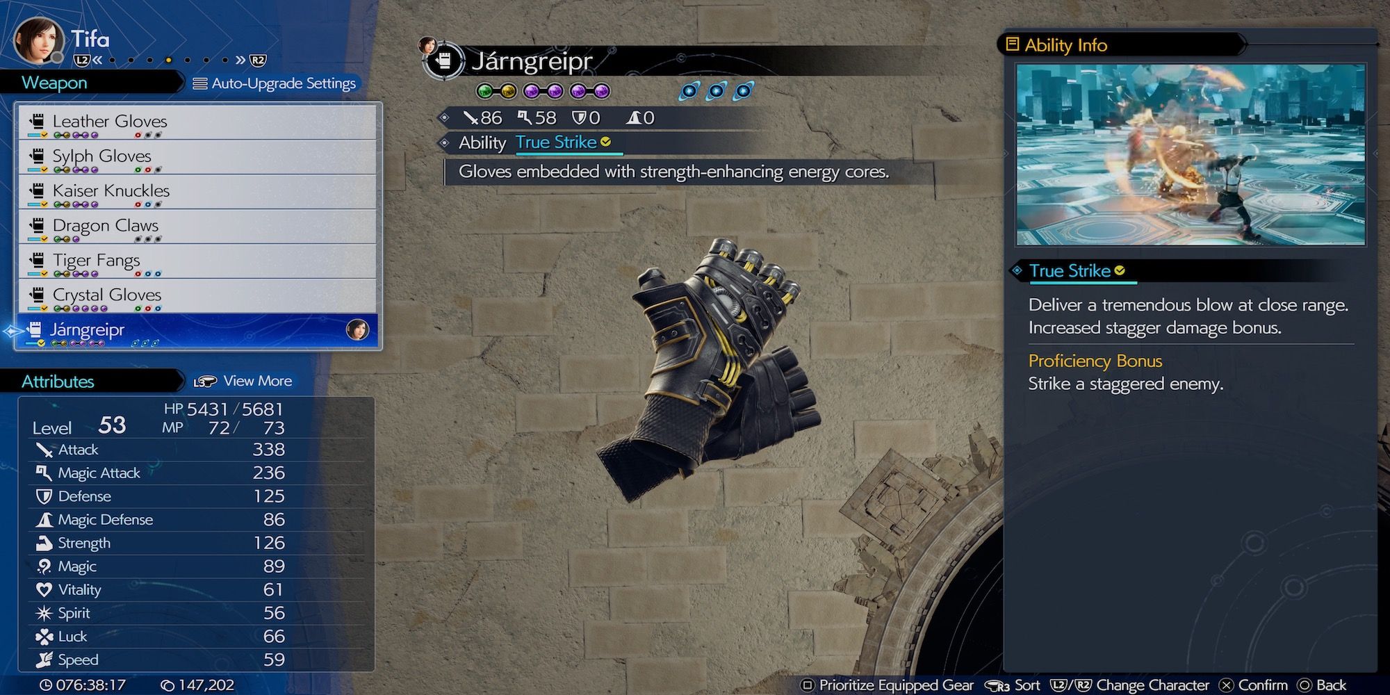 Jarngreipr weapon in Final Fantasy 7 Rebirth