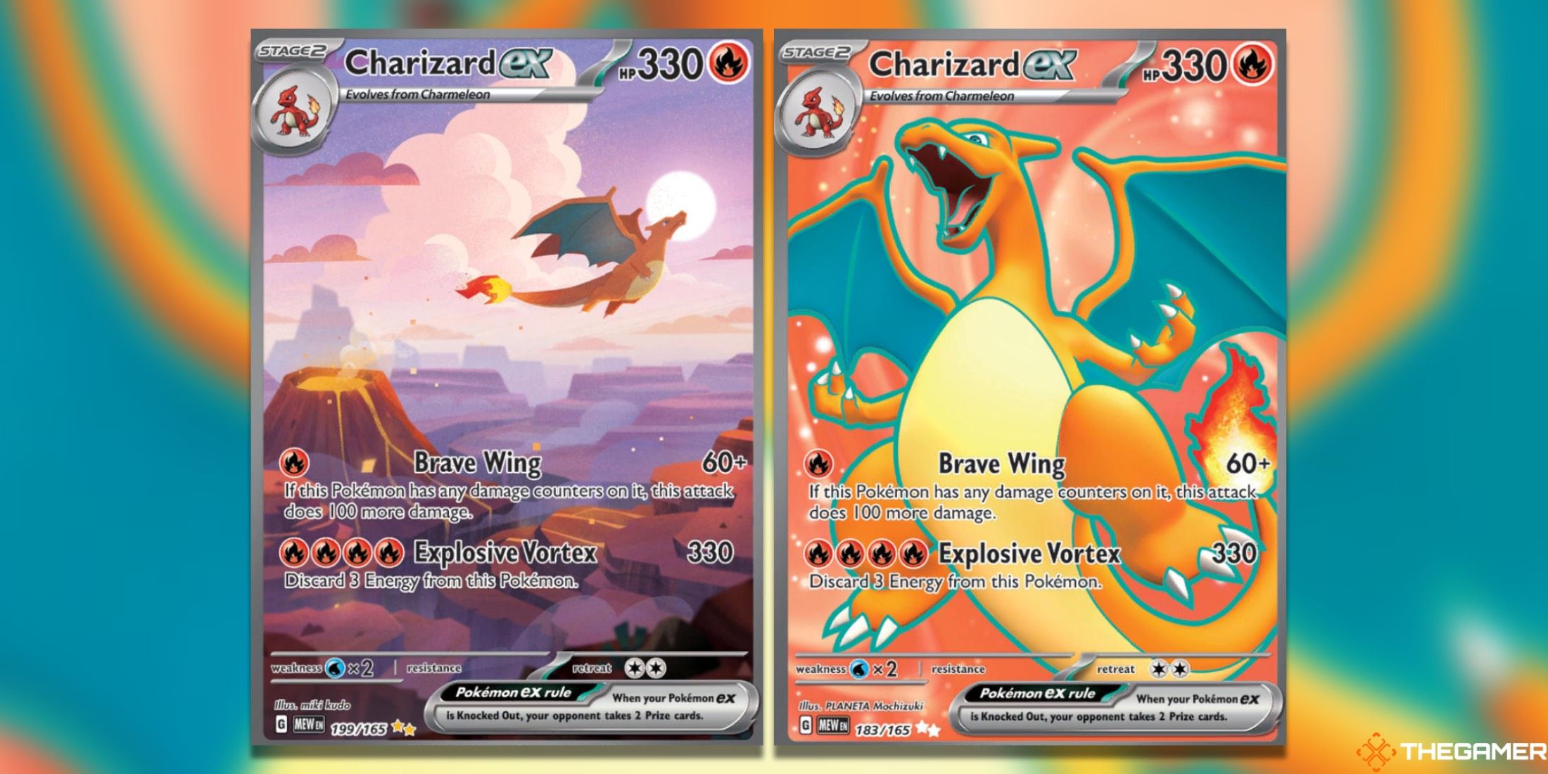 The 151 Charizard ex Special Illustration Rare and Charizard ex Full Art from the Pokemon TCG.