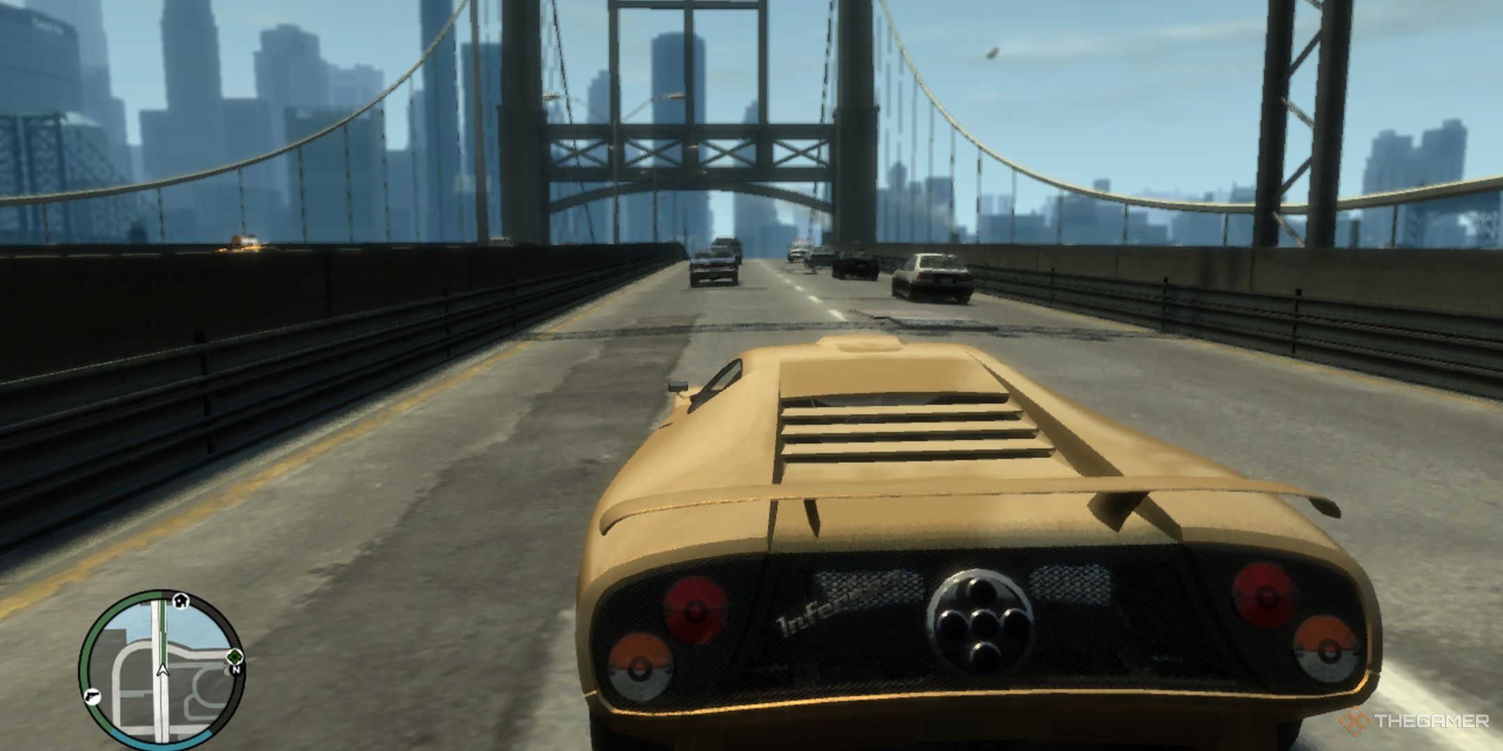 Driving around in an Infernus car in Grand Theft Auto 4.