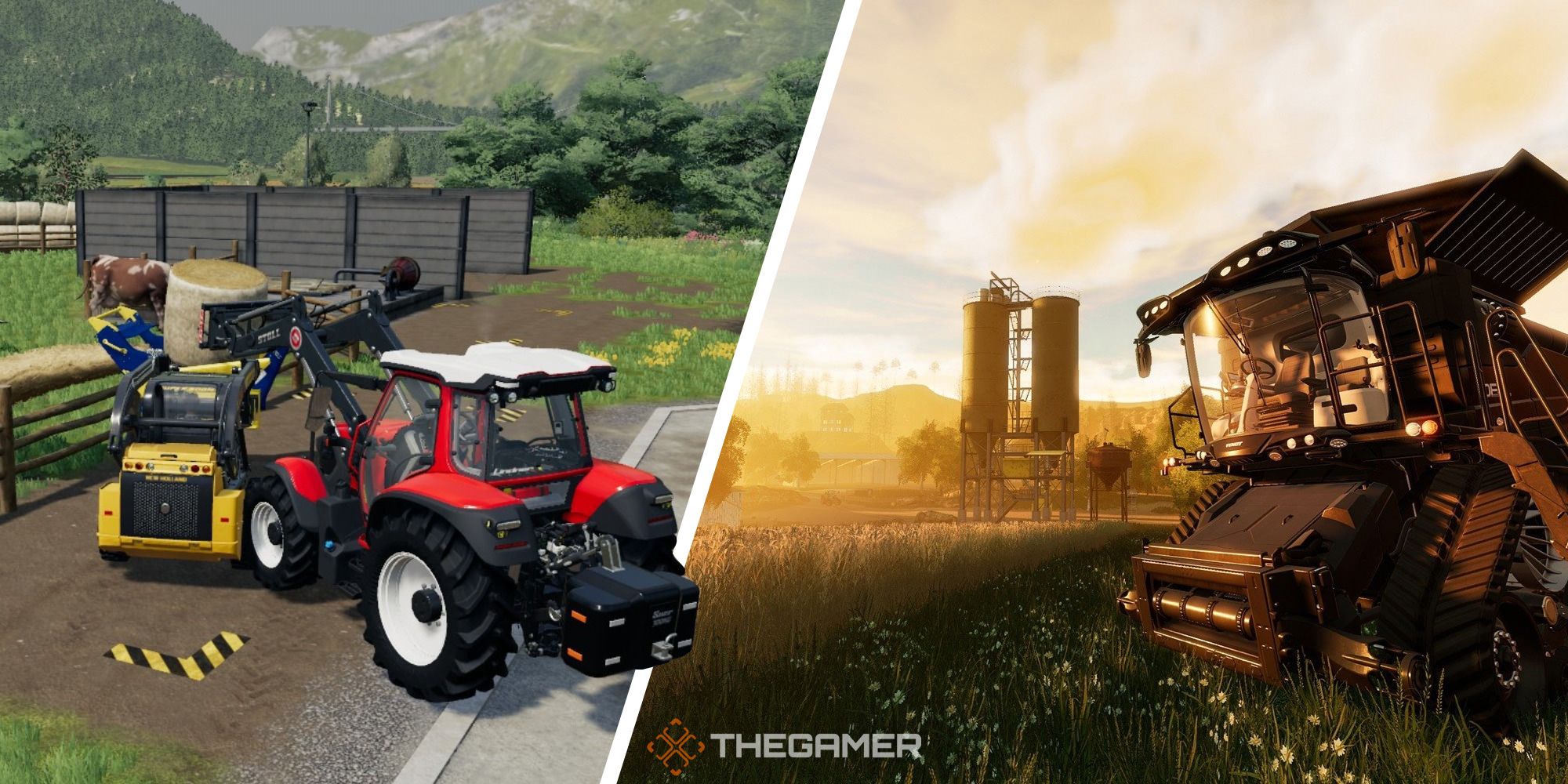 Split image of Farming Simulator 19