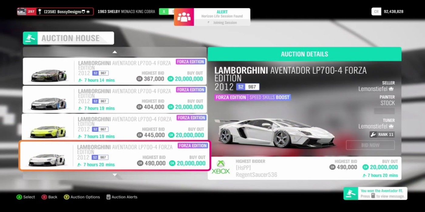 Forza Horizon 4 Auction House