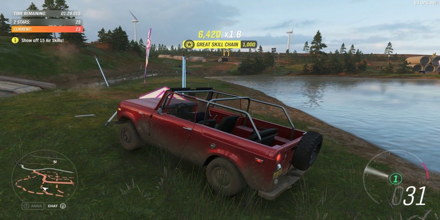 Forza Horizon 4 Skill Chain Jeep near water and bridge