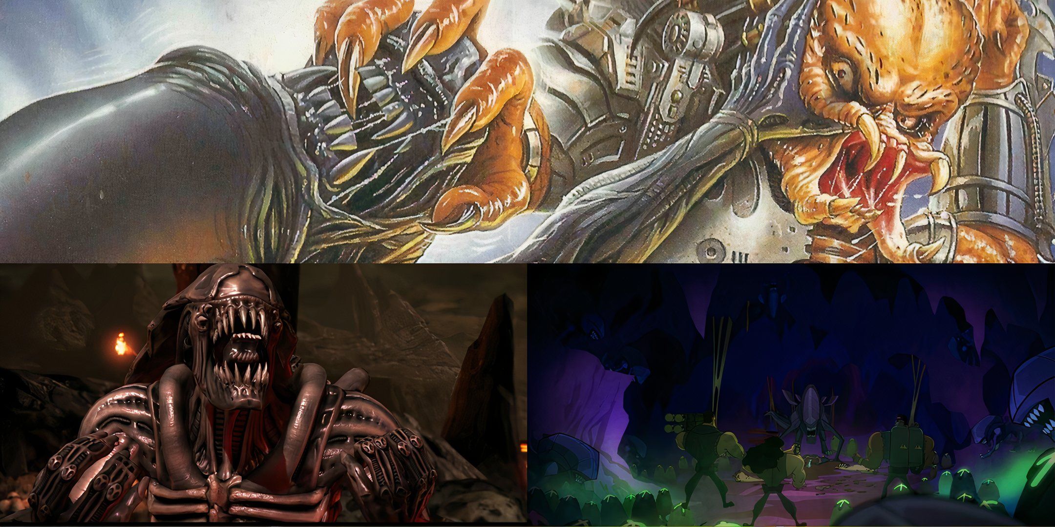 Alien vs Predator, the Tarkatan Xenomorph from Mortal Kombat X, and Borforce taking on the Xenomorph Hive.