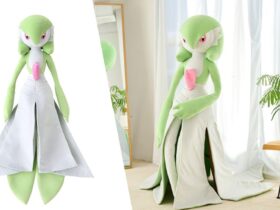 Gardevoir life-size plushie front and side views