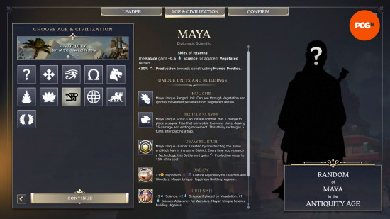 The stats page for Maya, one of the best Civilization 7 Civs.