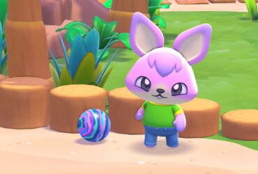 A player standing next to a rubber ball in Hello Kitty Island Adventure.