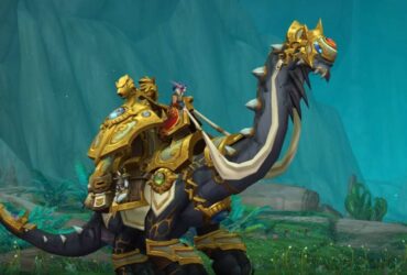 The Trader’s Gilded Brutosaur Mount in World of Warcraft.