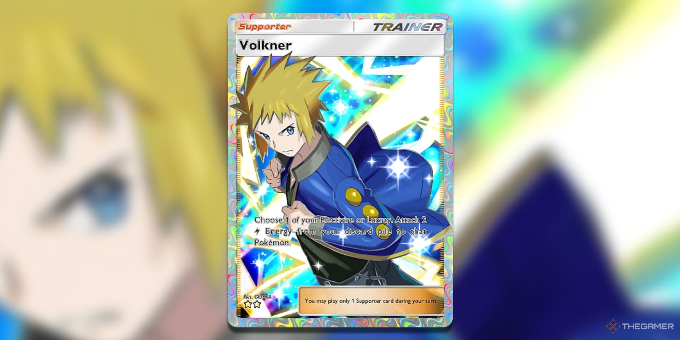 Full Art Volkner Pokemon TCG Pocket Space Time Smackdown Card Art.