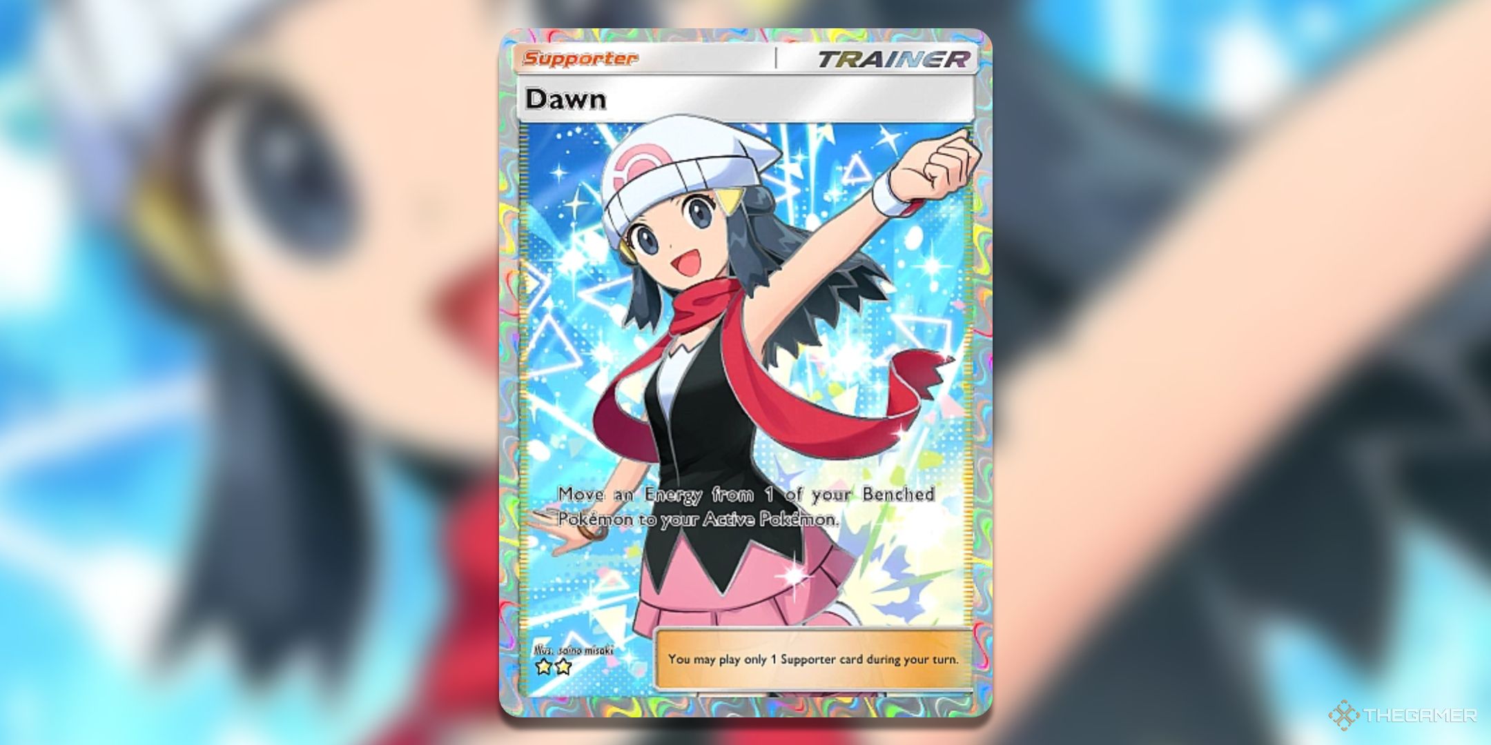 Full Art Dawn Pokemon TCG Pocket Space Time Smackdown Card Art.