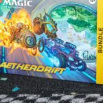 MTG Aetherdrift Bundle box on a tarmac surface, in from of a checkered start line