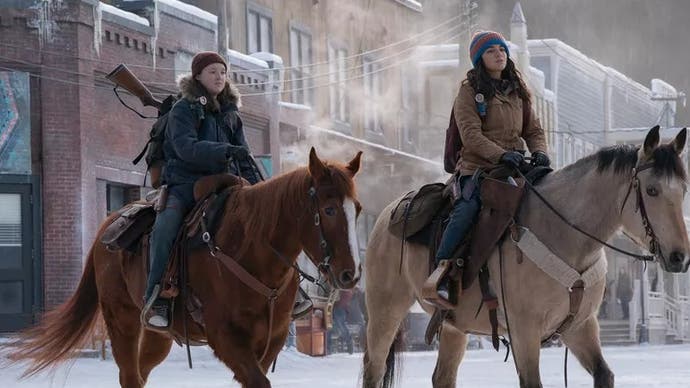 Ellie and Dina on horseback in The Last of Us season two