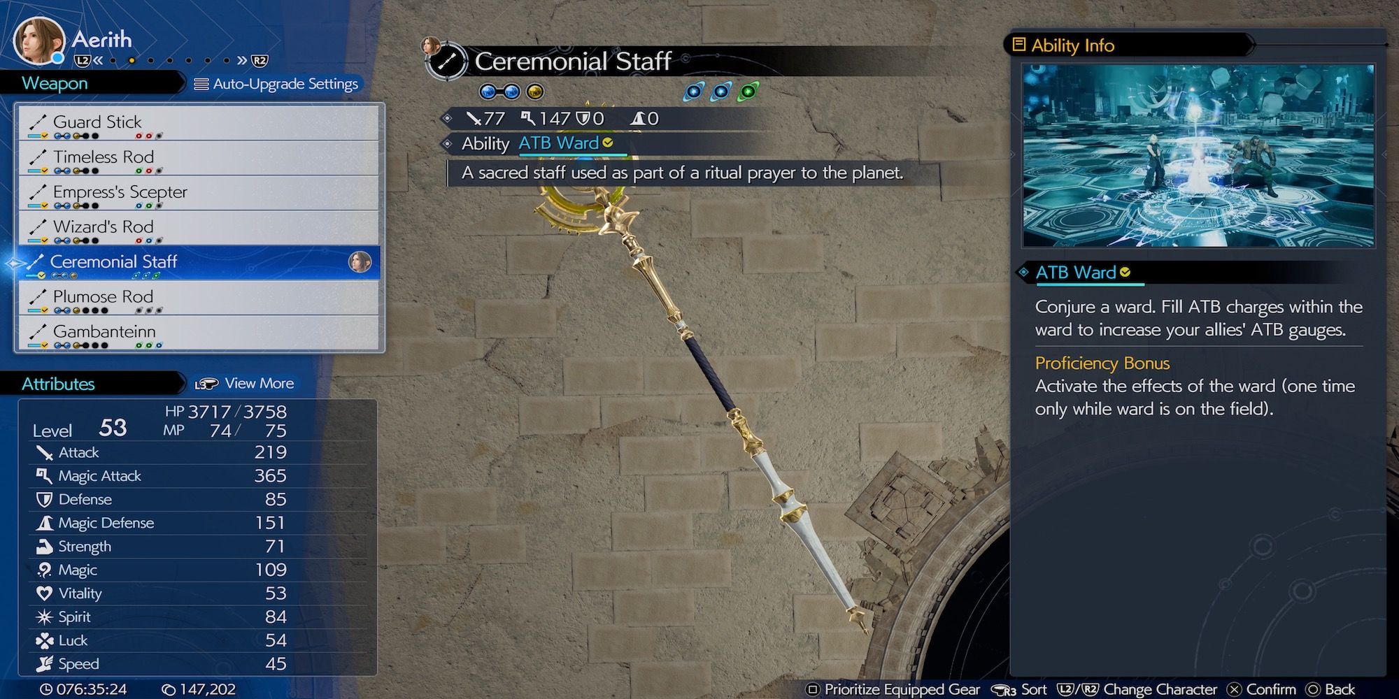 Ceremonial Staff weapon in Final Fantasy 7 Rebirth