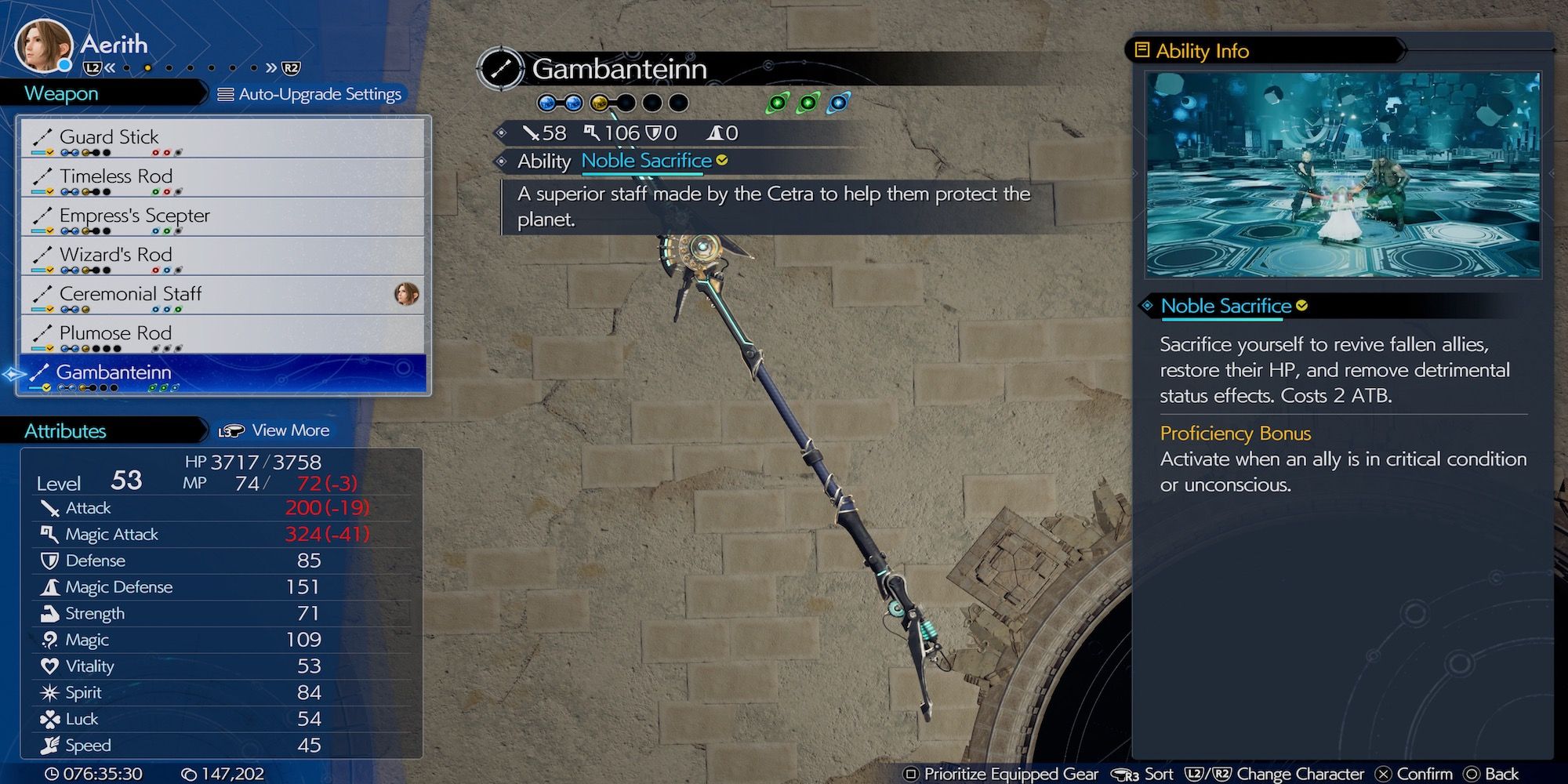 Gambanteinn weapon in Final Fantasy 7 Rebirth