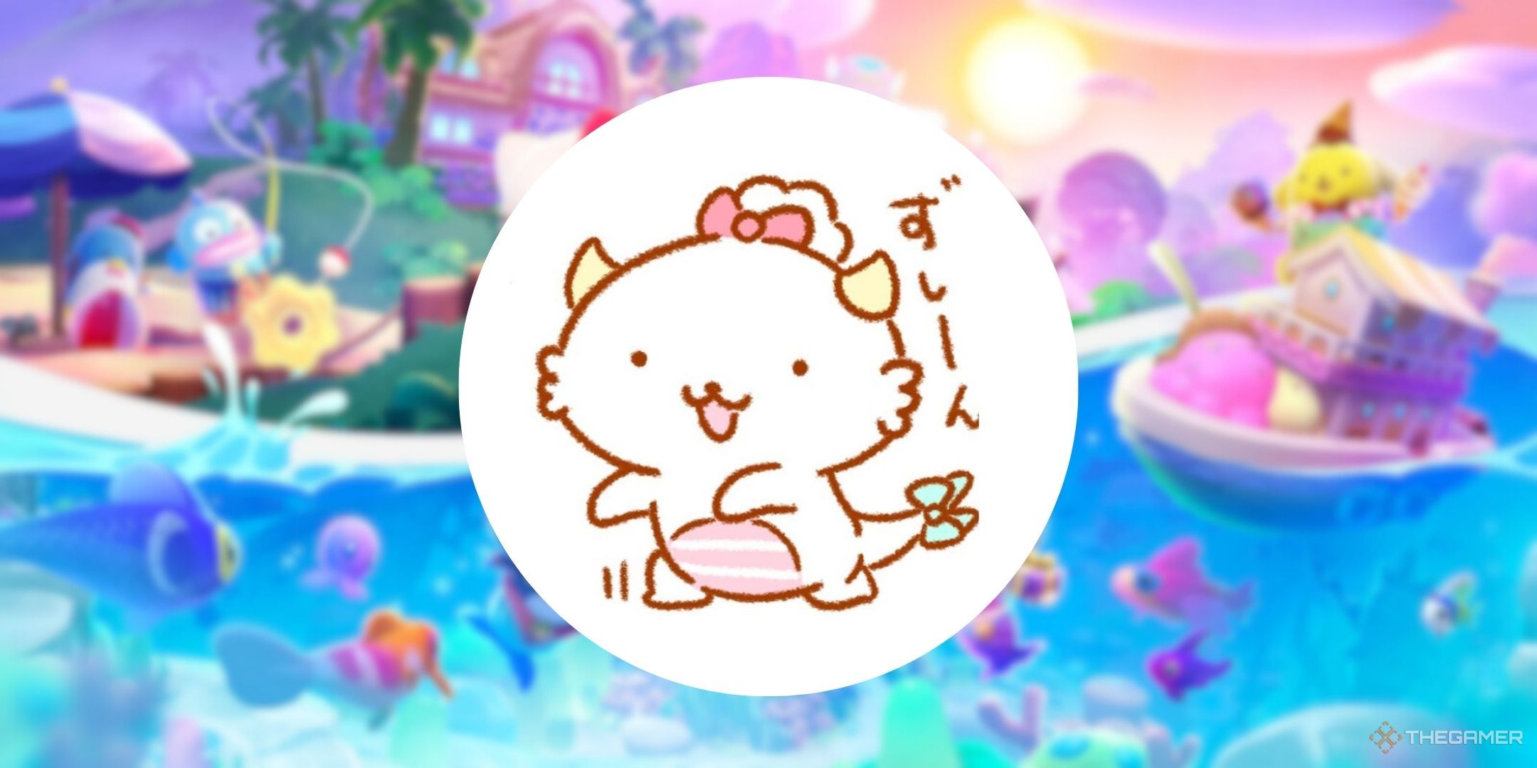 Gaopowerroo on top of the official art for Hello Kitty Island Adventure.