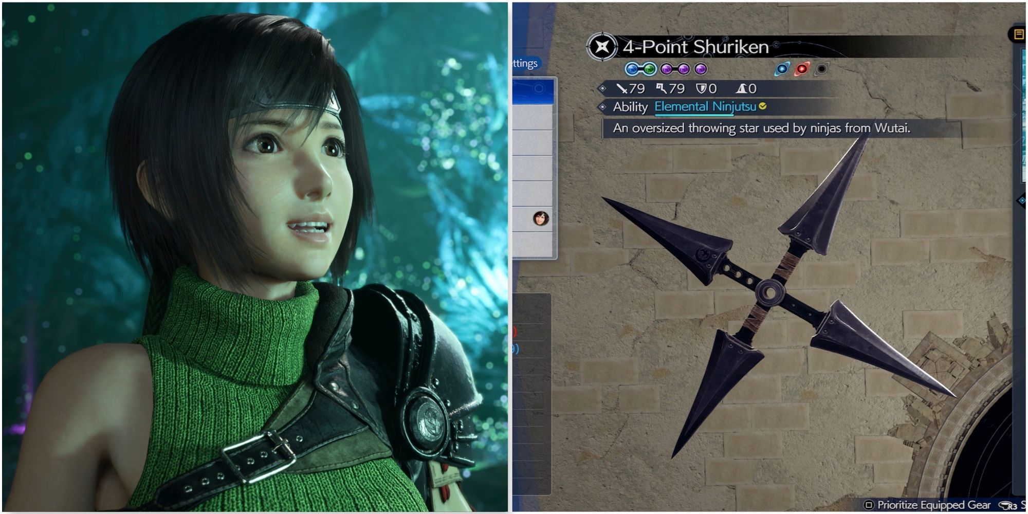 Yuffie and Four-Point Shuriken weapon in Final Fantasy 7 Rebirth