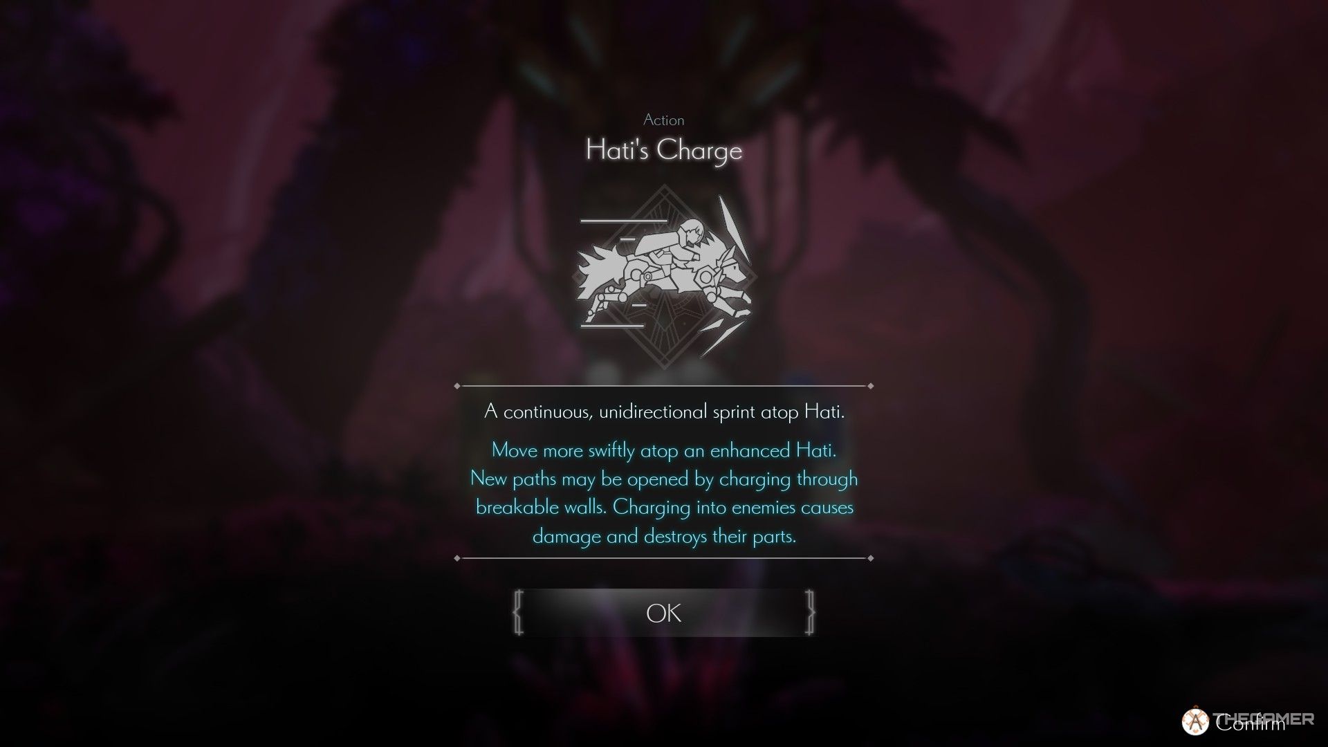 The image shows Hati's Charge description in Ender Magnolia: Bloom In The Mist.