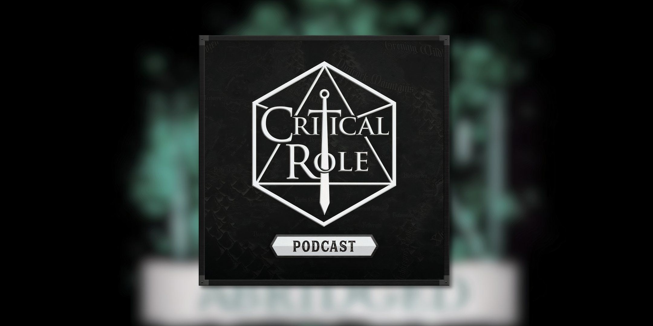 Image of the Critical Role podcast logo on a blurred image of their YouTube intro reel.