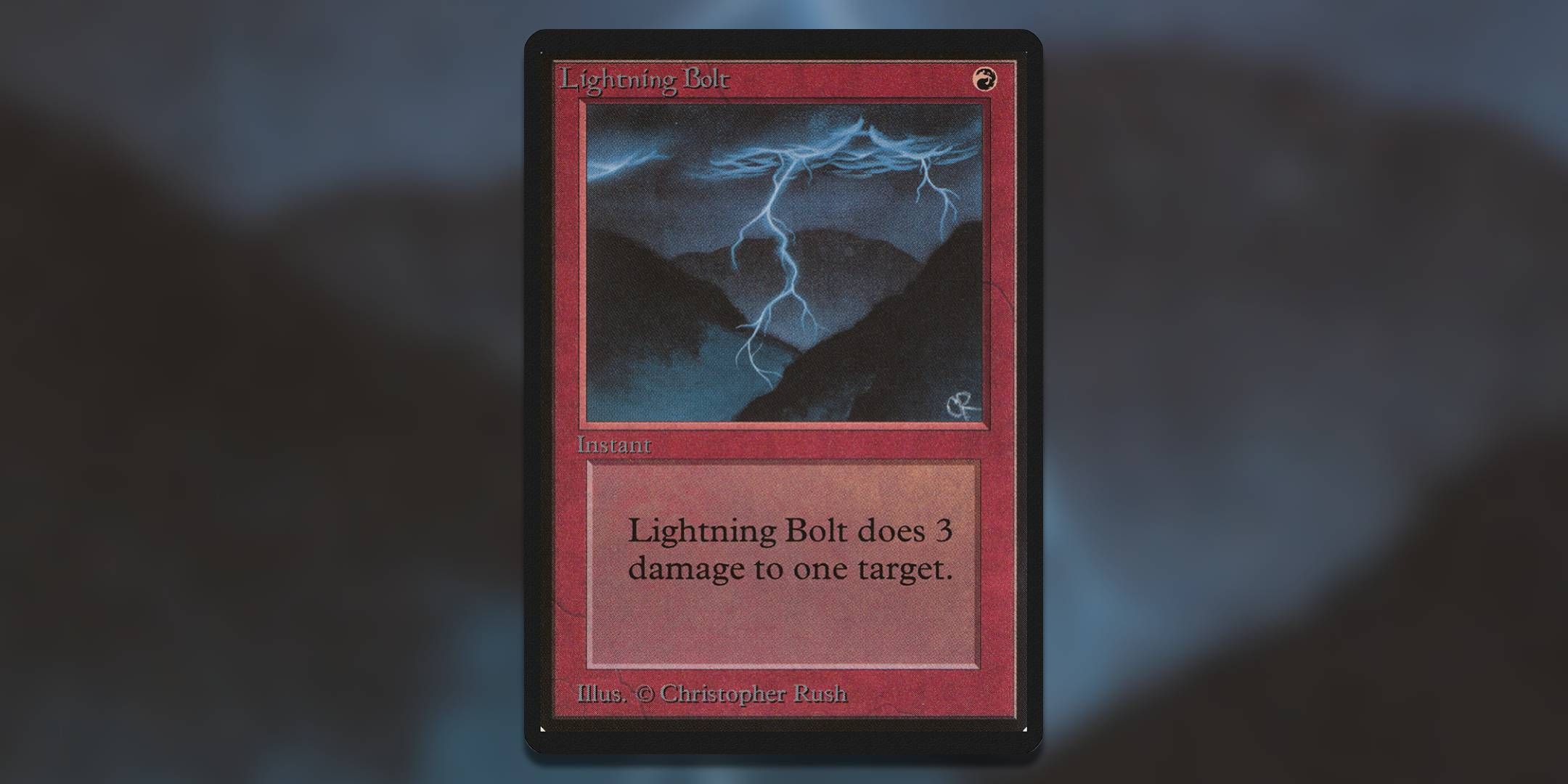 The Magic the Gathering card Lightning Bolt Beta by Christopher Rush.