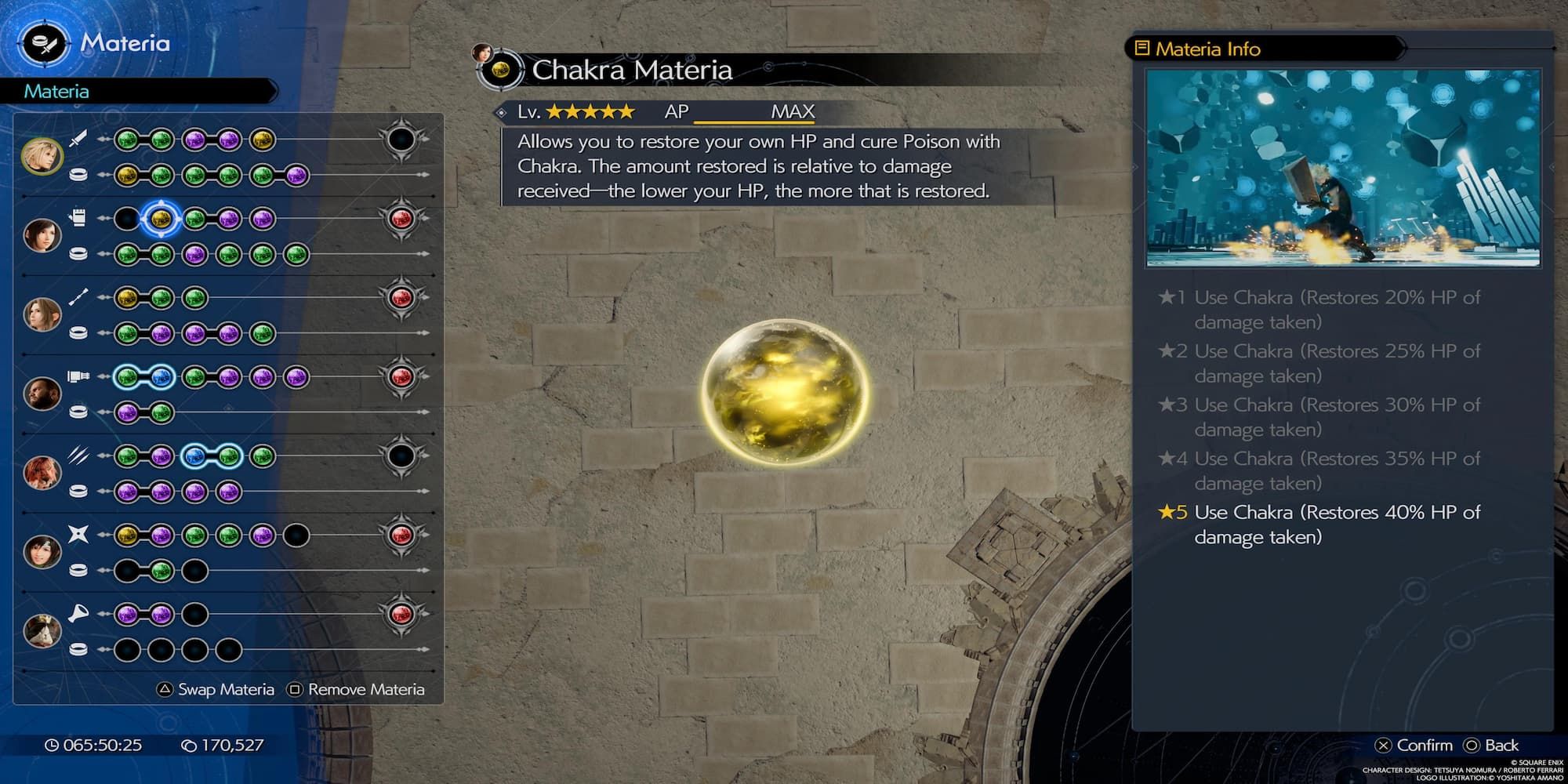 The Chakra Materia In The Menu 