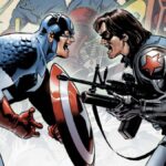 Captain America #14 cover excerpt with Captain America and the Winter Soldier facing off.