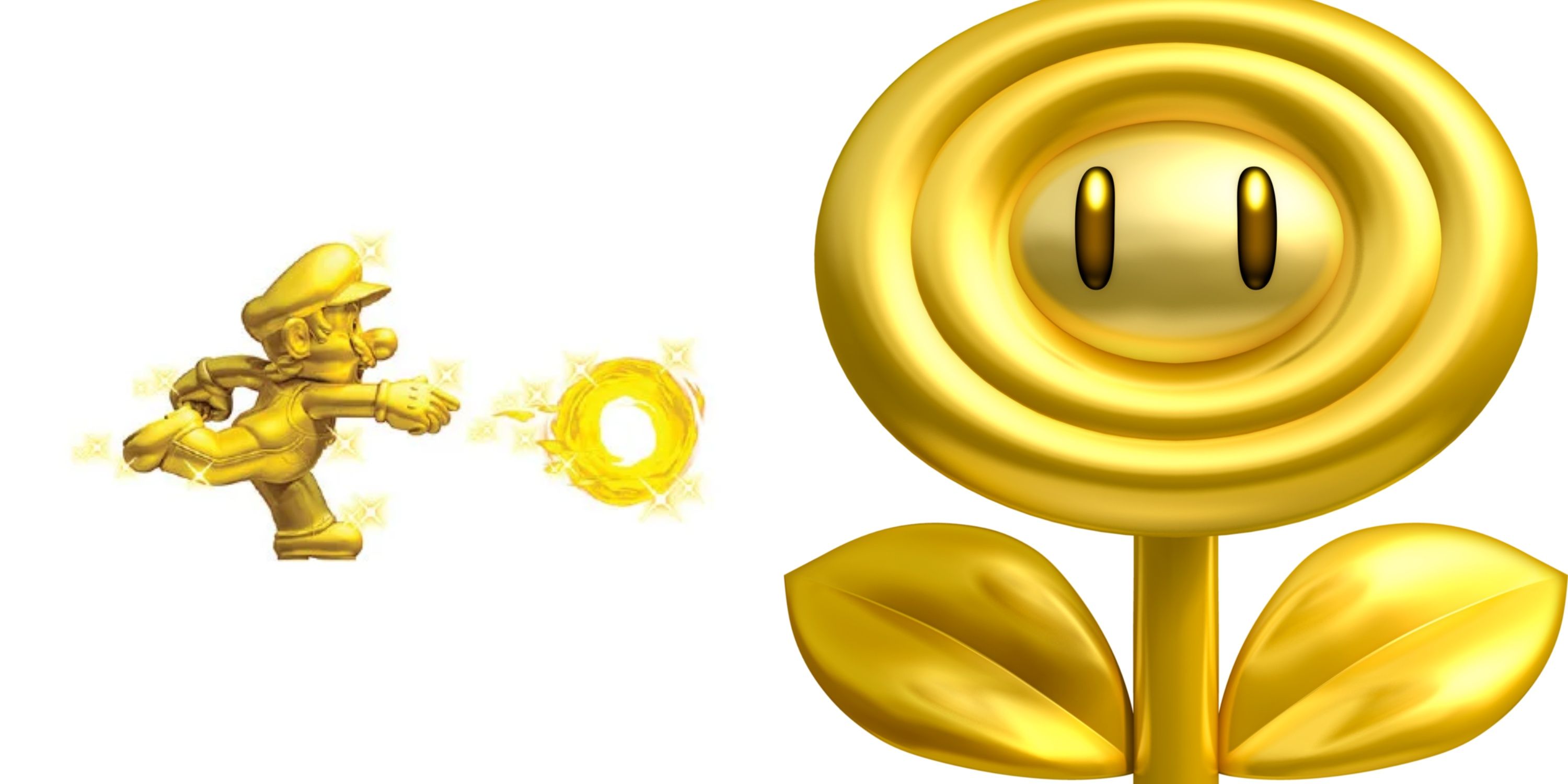 Mario throwing a gold fireball after eating the gold flower. 