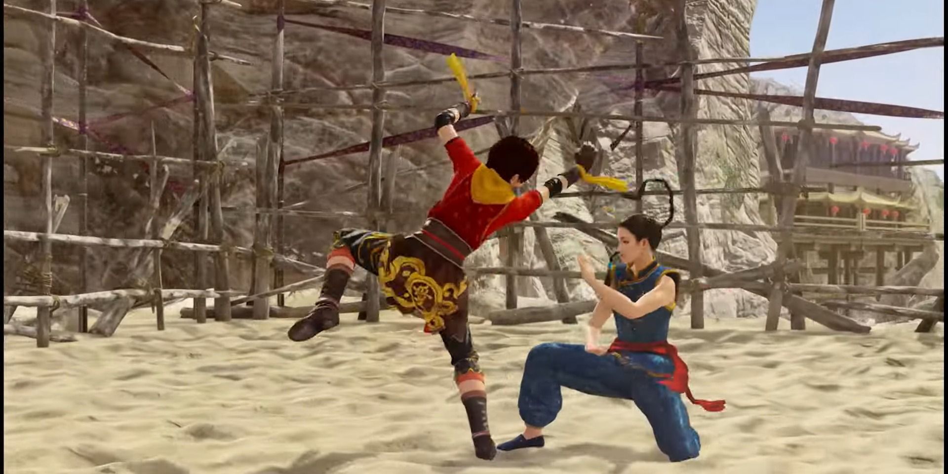 Eileen whiffing a punch against Pai in Virtua Fighter 5 Revo.