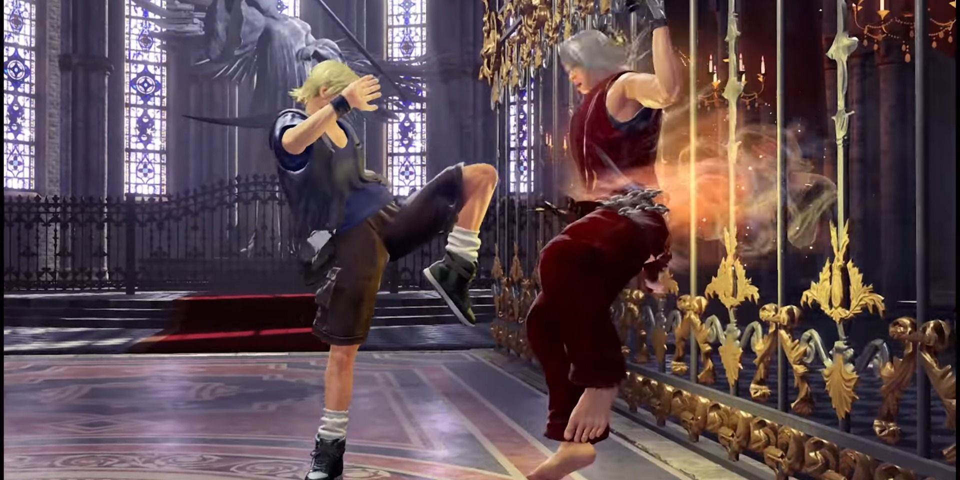 Lion kneeing Jean in Virtua Fighter 5 Revo.