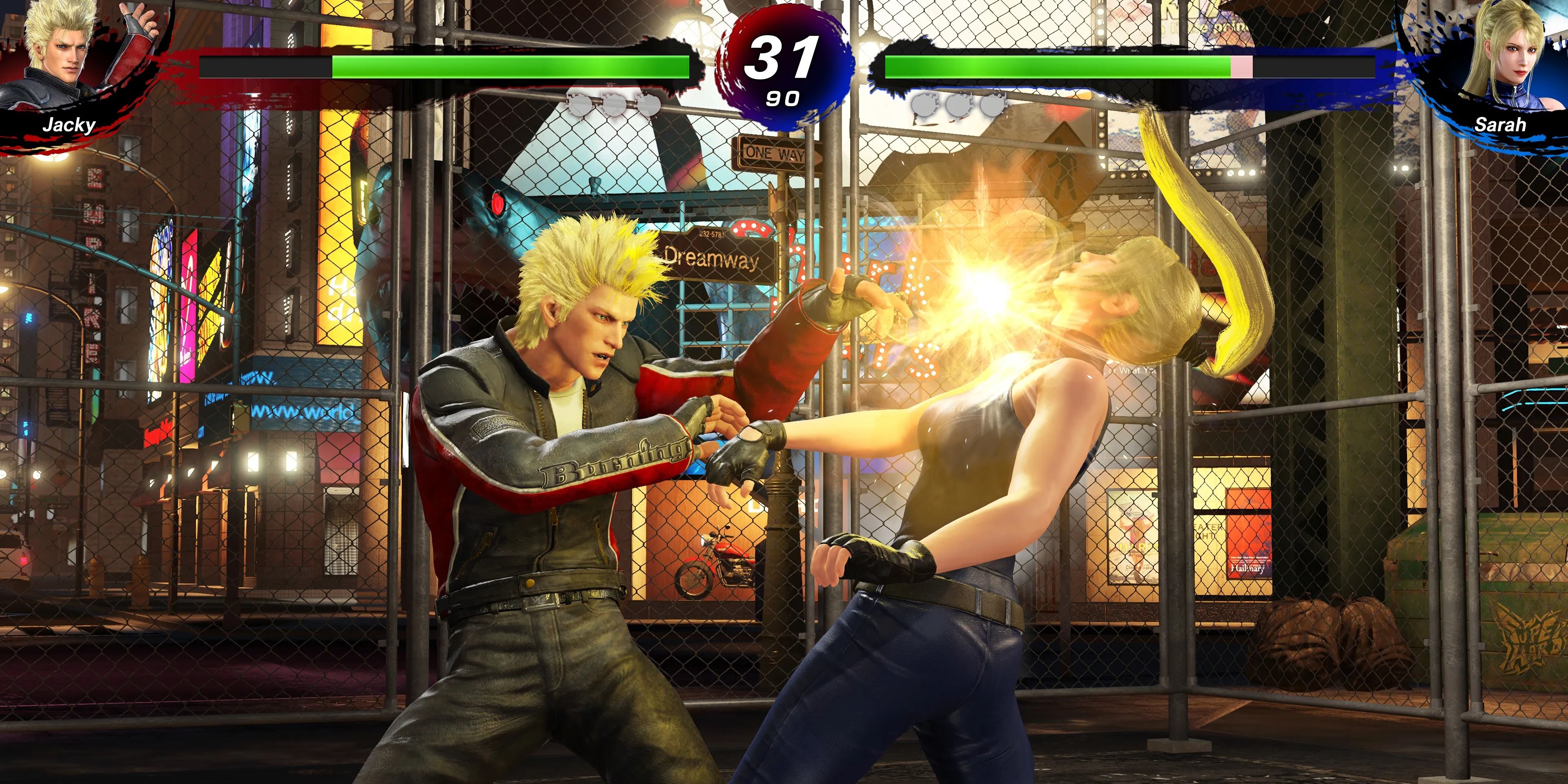 Jacky jabbing Sarah in Virtua Fighter 5 Revo.