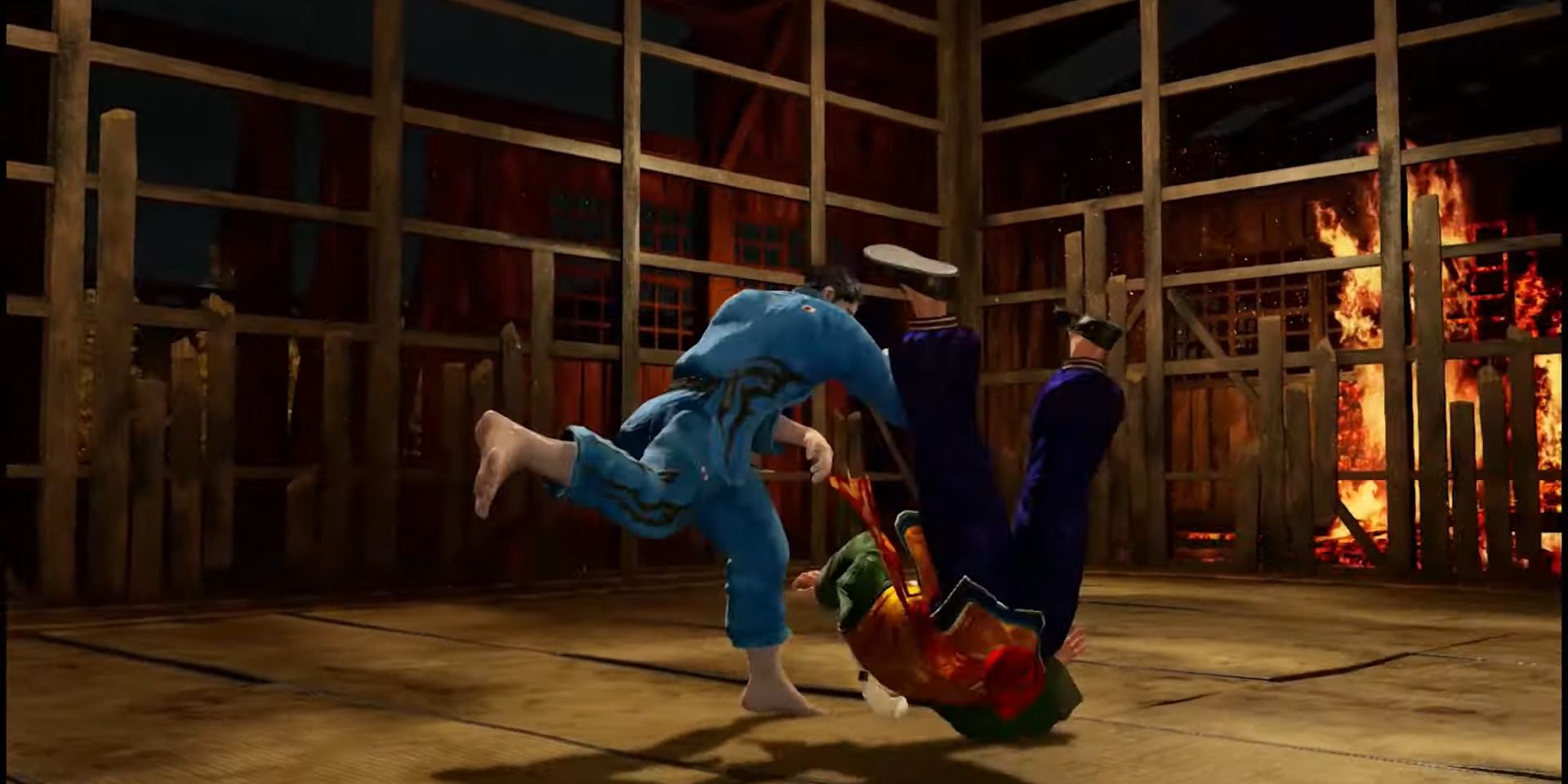 Goh judo throwing Shun Di in Virtua Fighter 5 Revo.