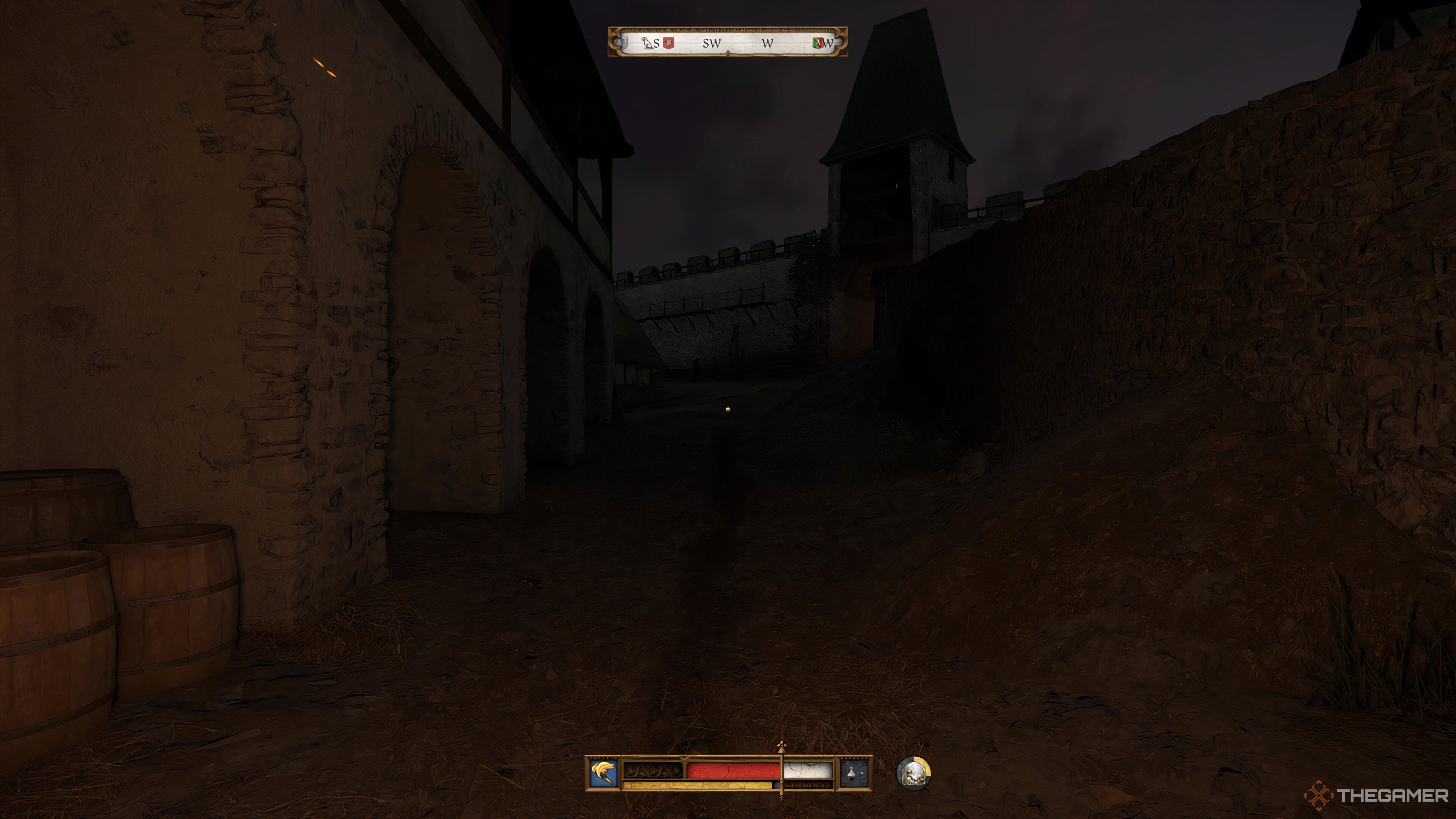 Walking with a torch lit in Kingdom Come: Deliverance 2.