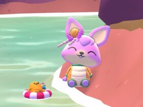 A player and Gudetama in Hello Kitty Island Adventure.