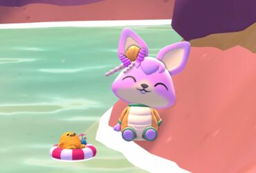 A player and Gudetama in Hello Kitty Island Adventure.