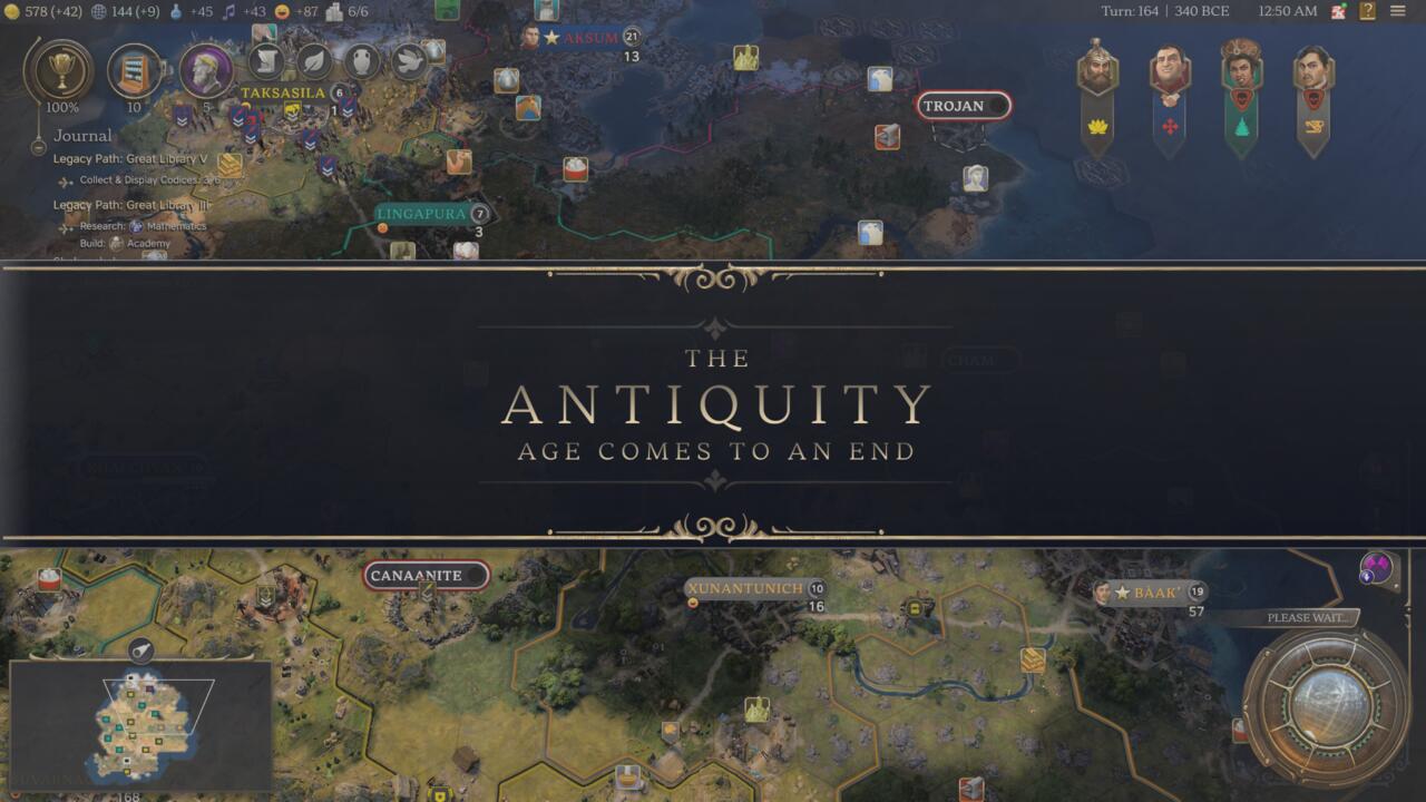 The Antiquity Age will likely take you the most turns to complete