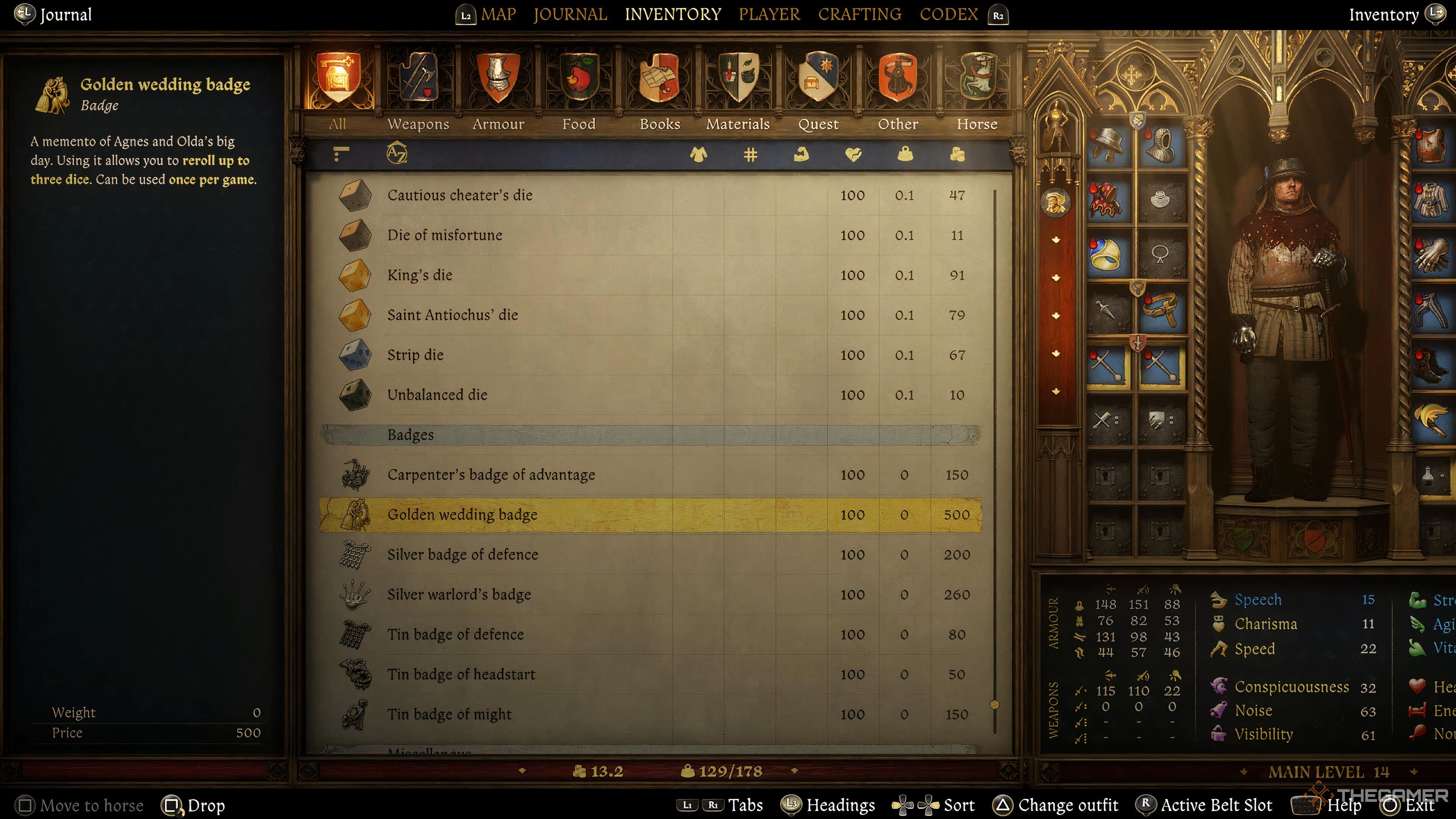 Badges in the inventory in Kingdom Come: Deliverance 2.