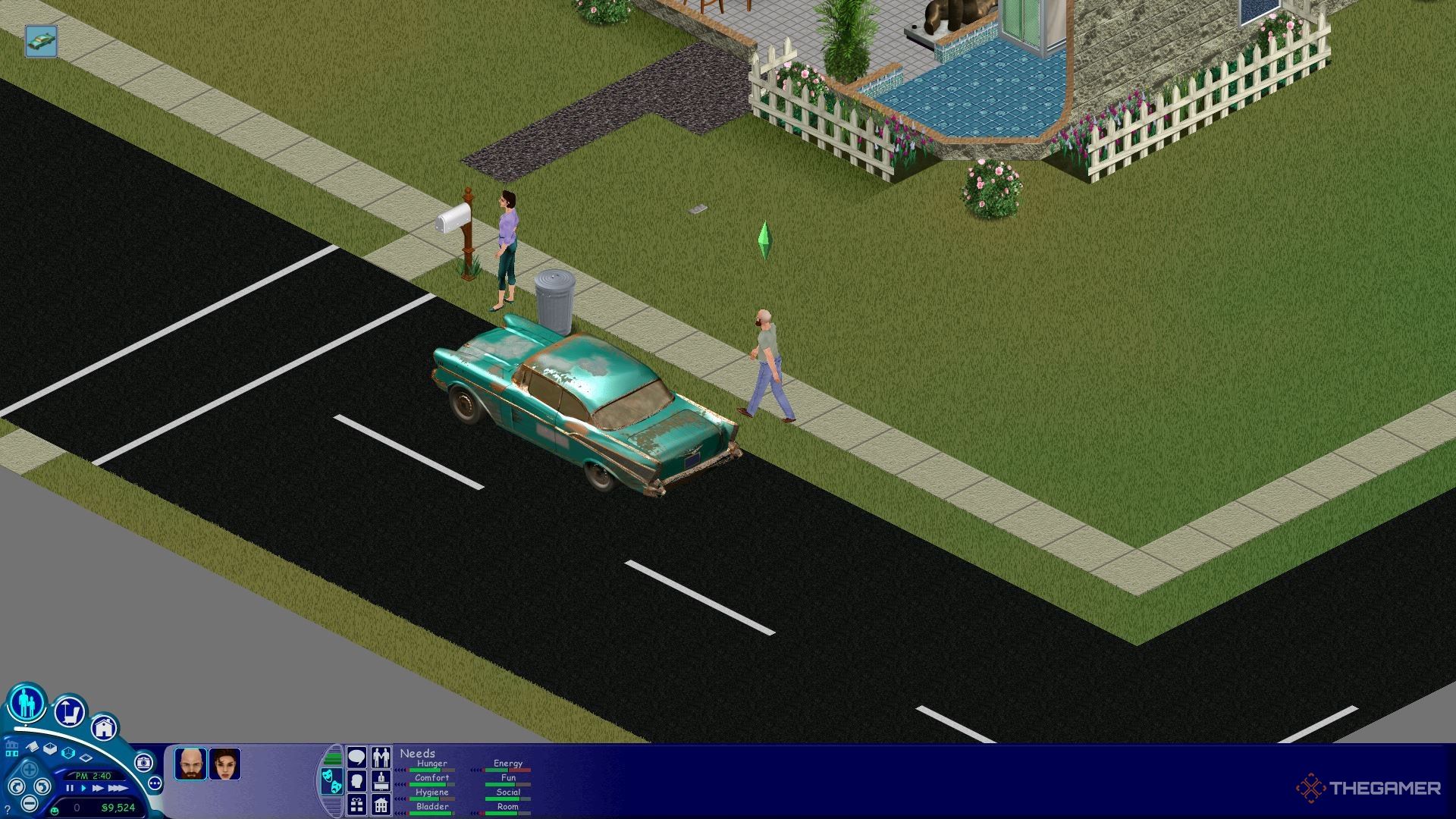 Bob Newbie going to work in the first carpool in The Sims.-1