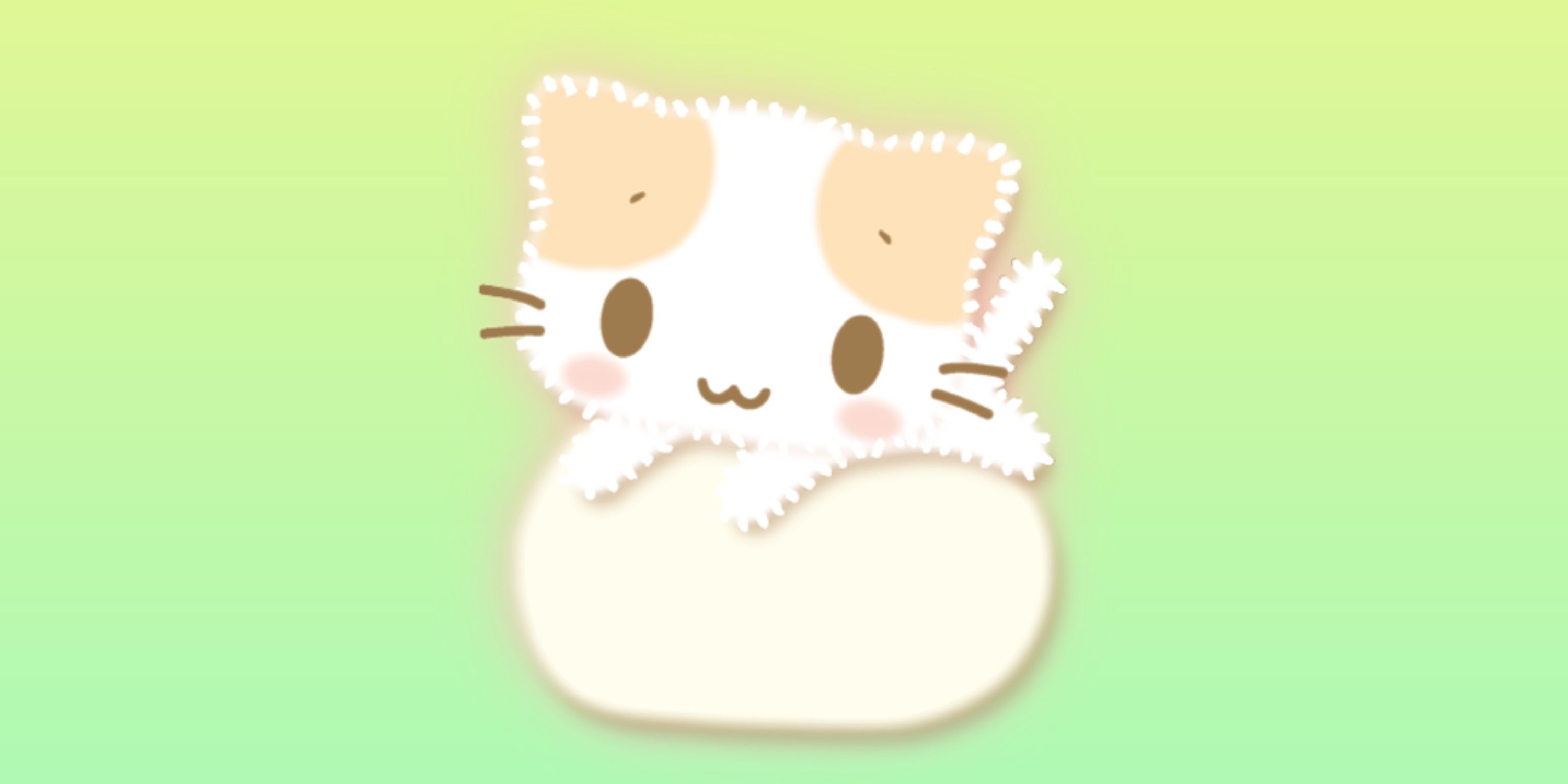 Marshmallowmitaina Fuwafuwanyanko in a green and yellow gradient background.