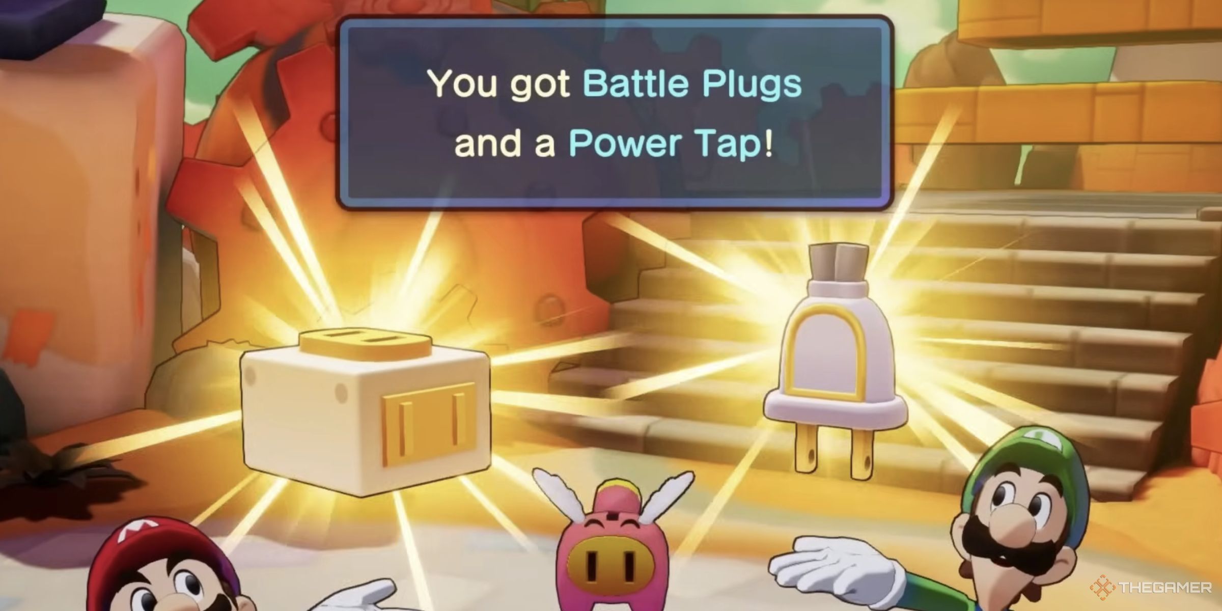 Mario And Luigi Obtaining Battle Plugs And A Power Tap In Mario & Luigi: Brothership.