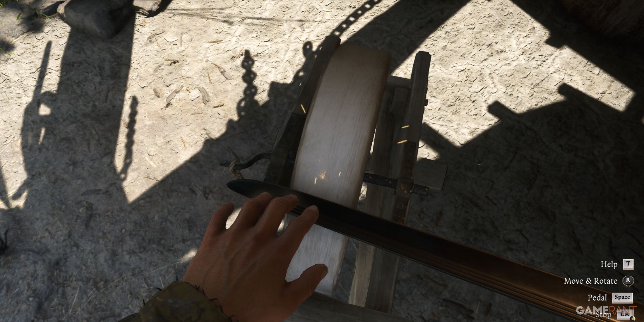 Henry repairing his sword in Kingdom Come Deliverance 2