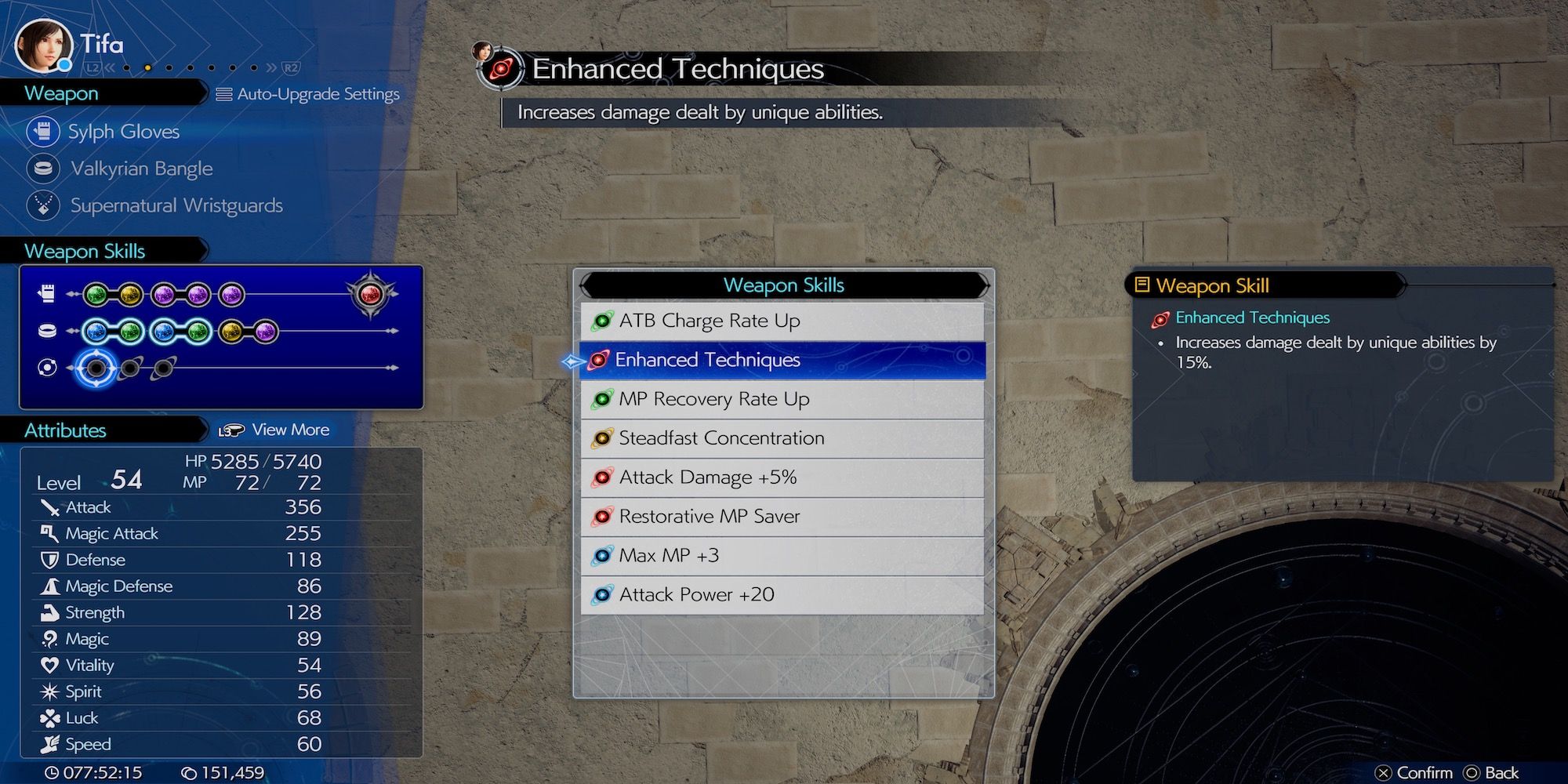 Enhanced Techniques weapon skill in Final Fantasy 7 Rebirth