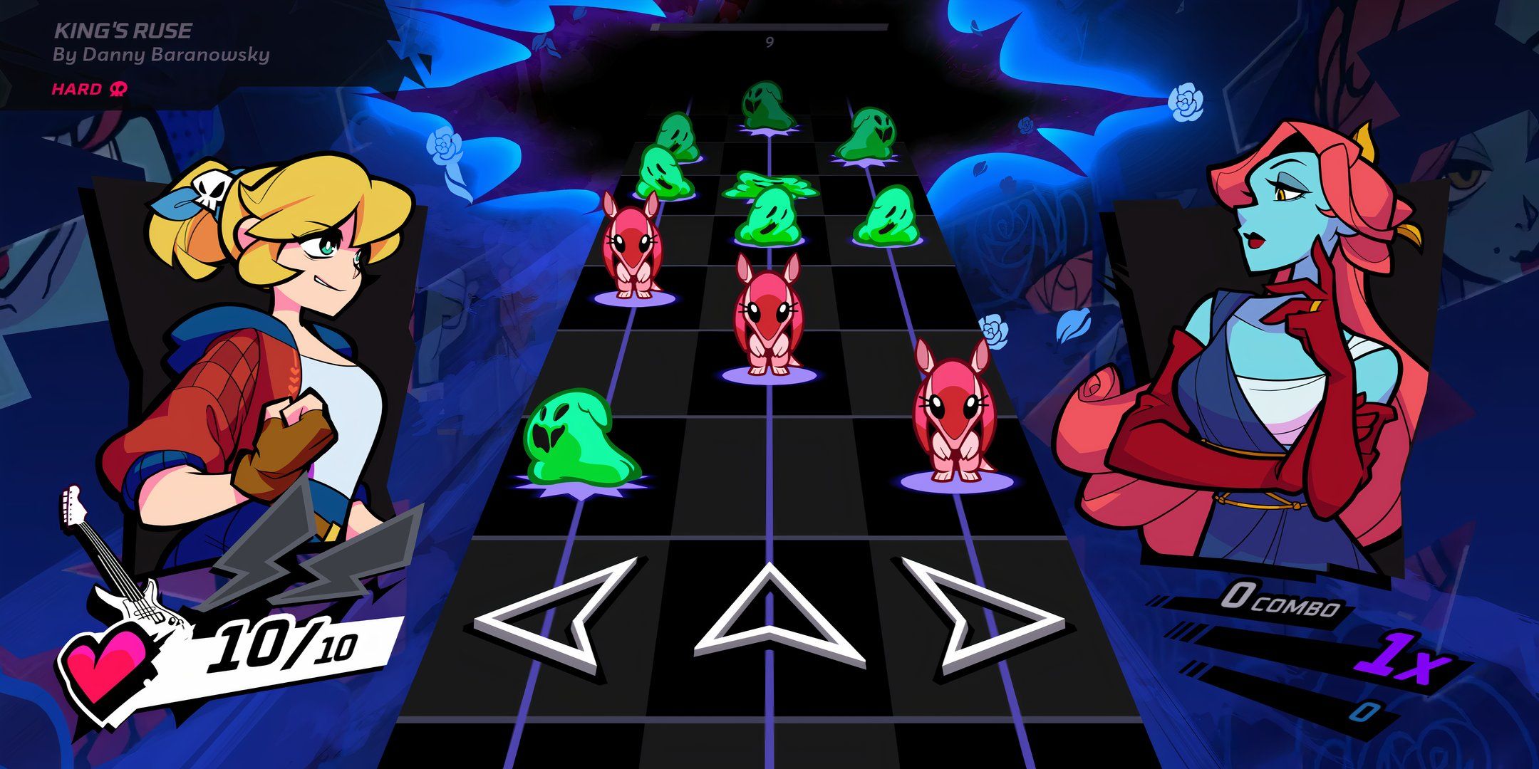 King's Ruse with cadence facing the queen in rift of the necrodancer.