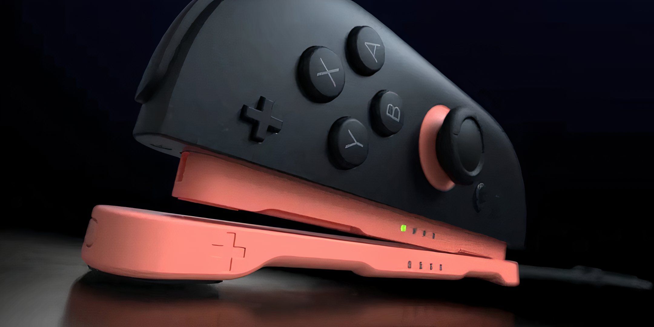 Joy-con attaching to an accessory along a surface.