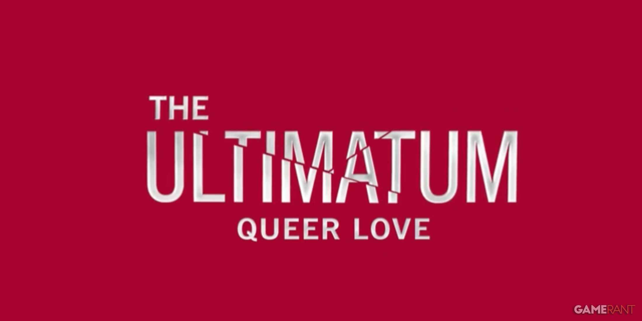 a red background with The Ultimatim Queer Love written on it