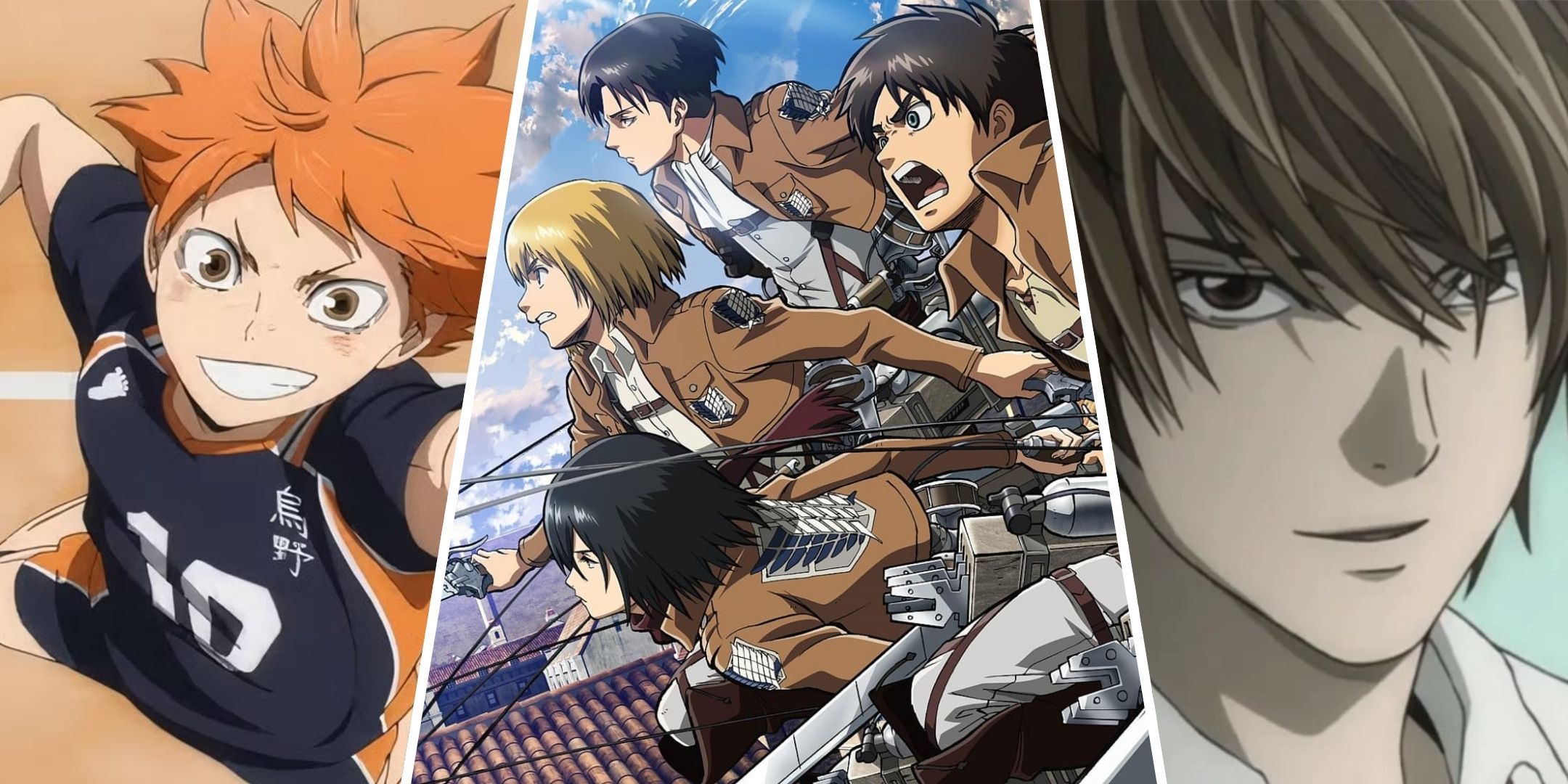 Shots from Haikyu!, Attack On Titan, and Death Note