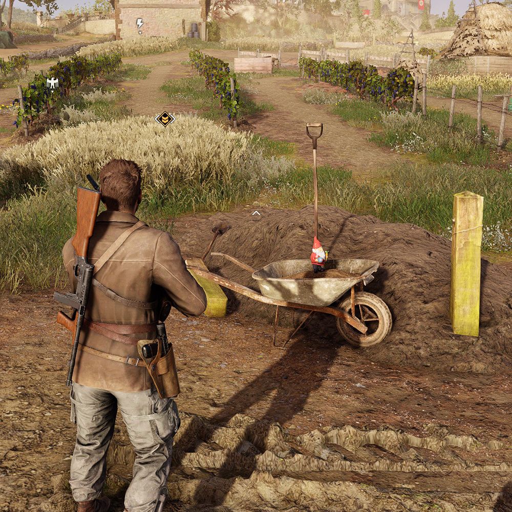 Sniper Elite gnome on a wheelbarrow-1