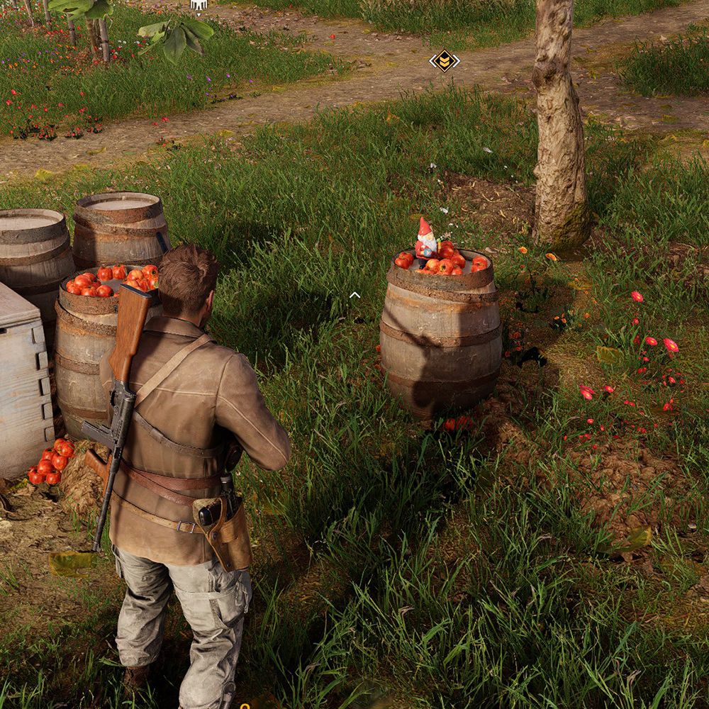 Sniper Elite gnome in an orchard-1