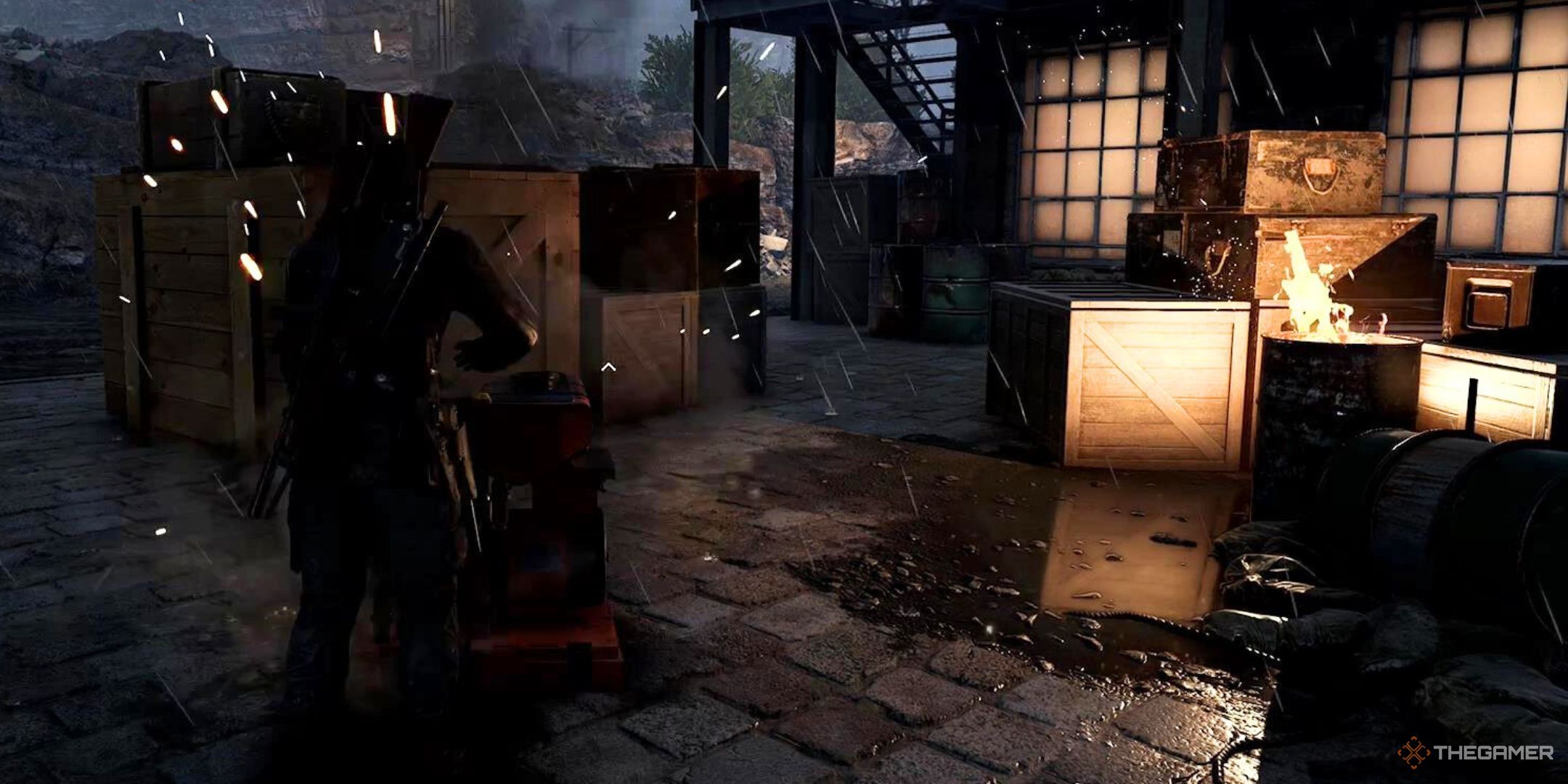 Harry Hawker tampers with a generator to create a distraction in Sniper Elite: Resistance.