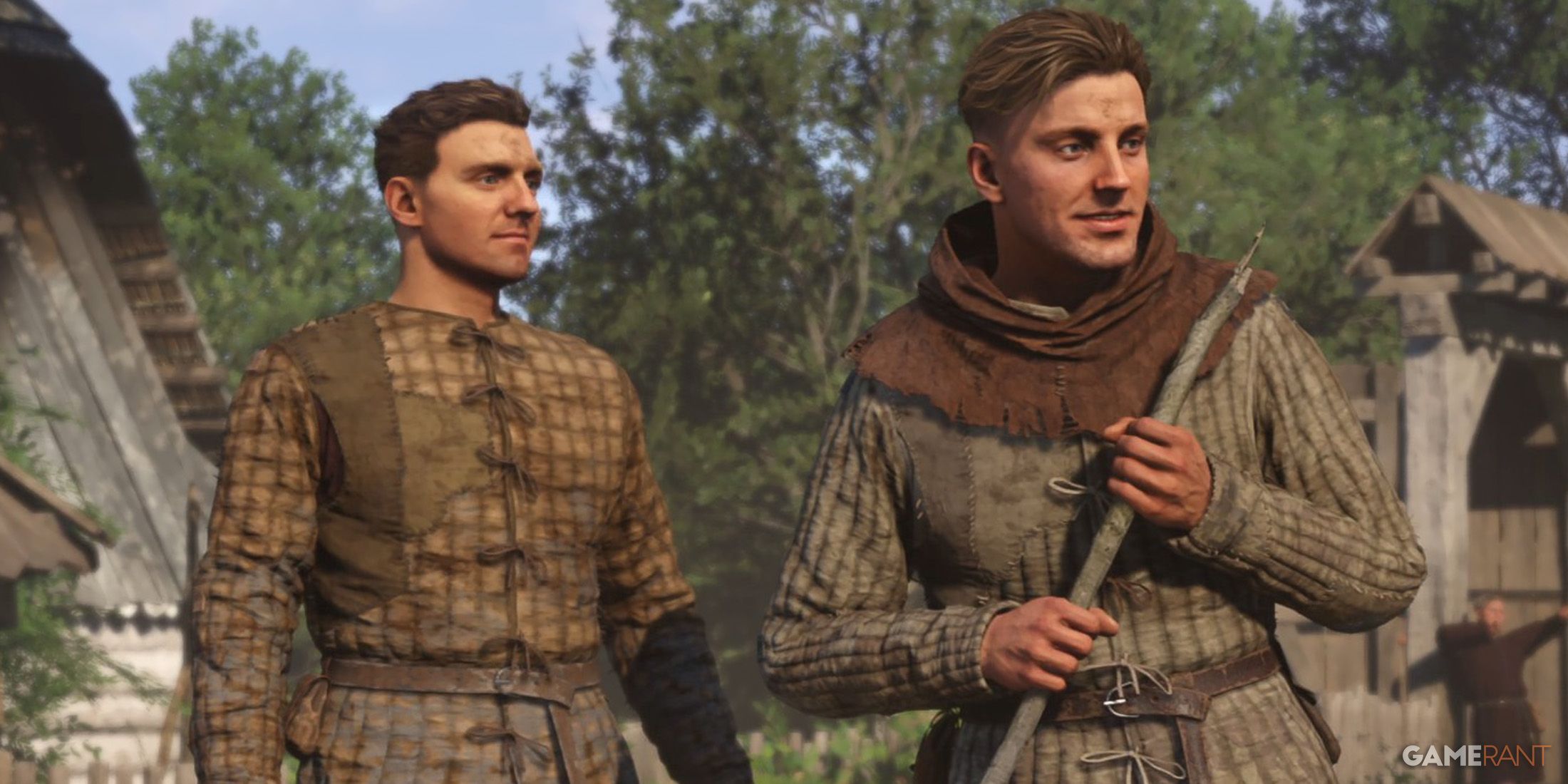 Kingdom Come Deliverance 2 Henry and Hans Capon in vagabond clothes cutscene smiling