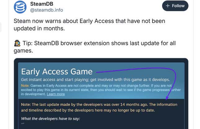 A screenshot shows a Steam Early Access warning. 