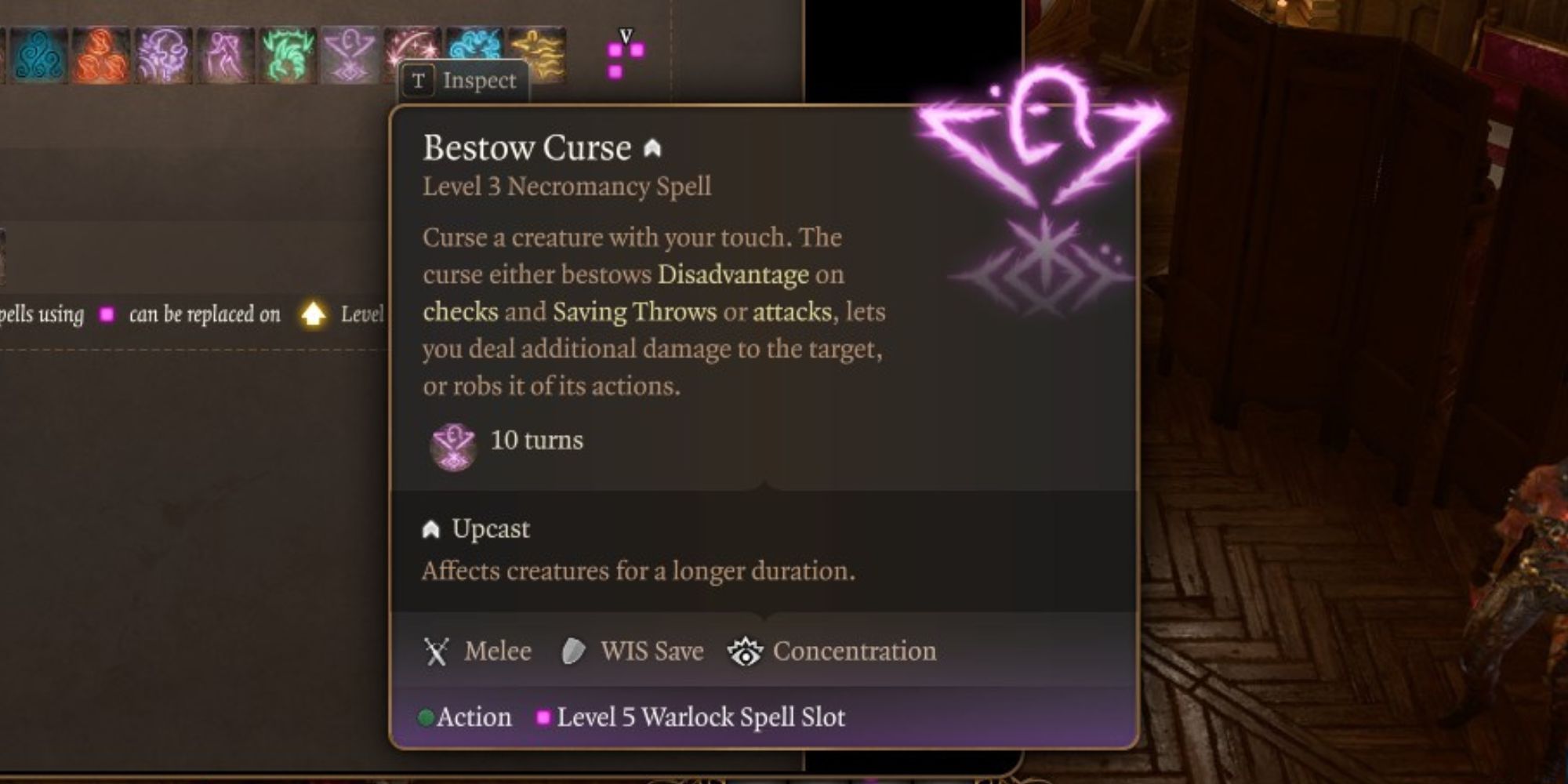 The Bestow Curse spell in Baldur's Gate 3