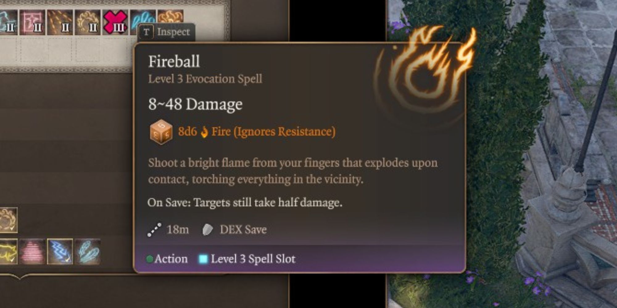 The Fireball spell in Baldur's Gate 3